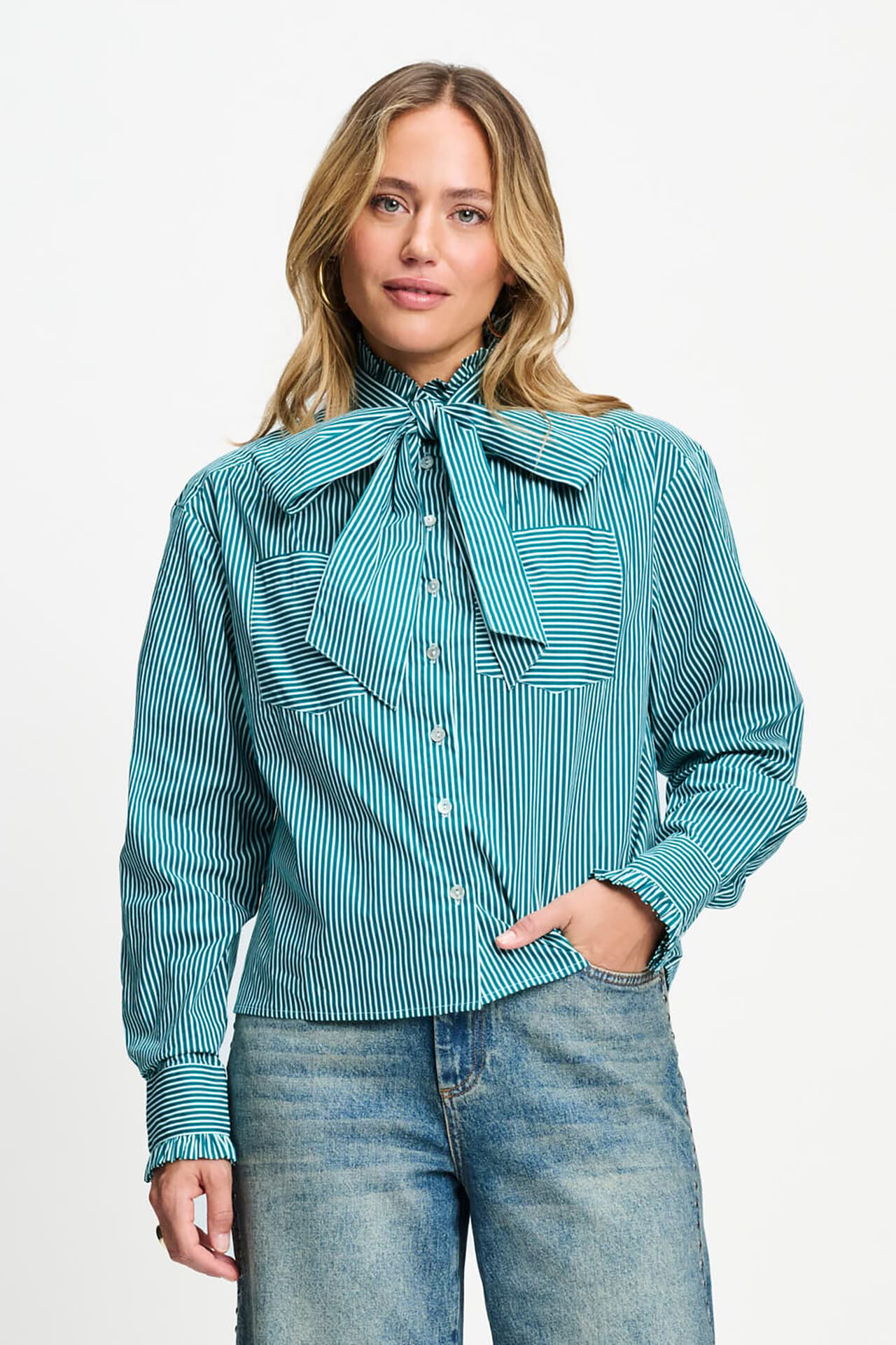 Pom Amsterdam Blouse Noa Teal Groen