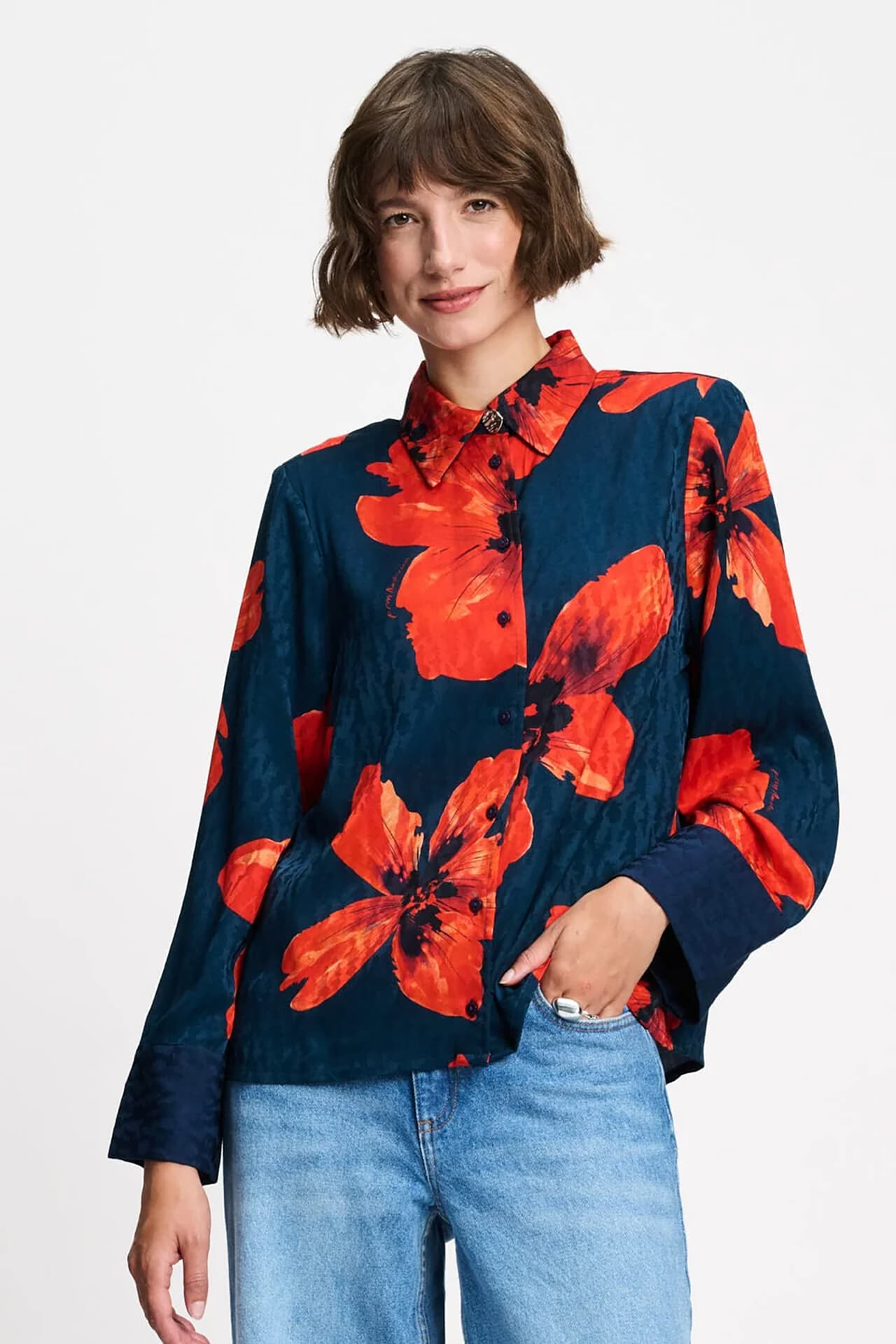 Pom Amsterdam Blouse Alex Bloom Rouge Navy