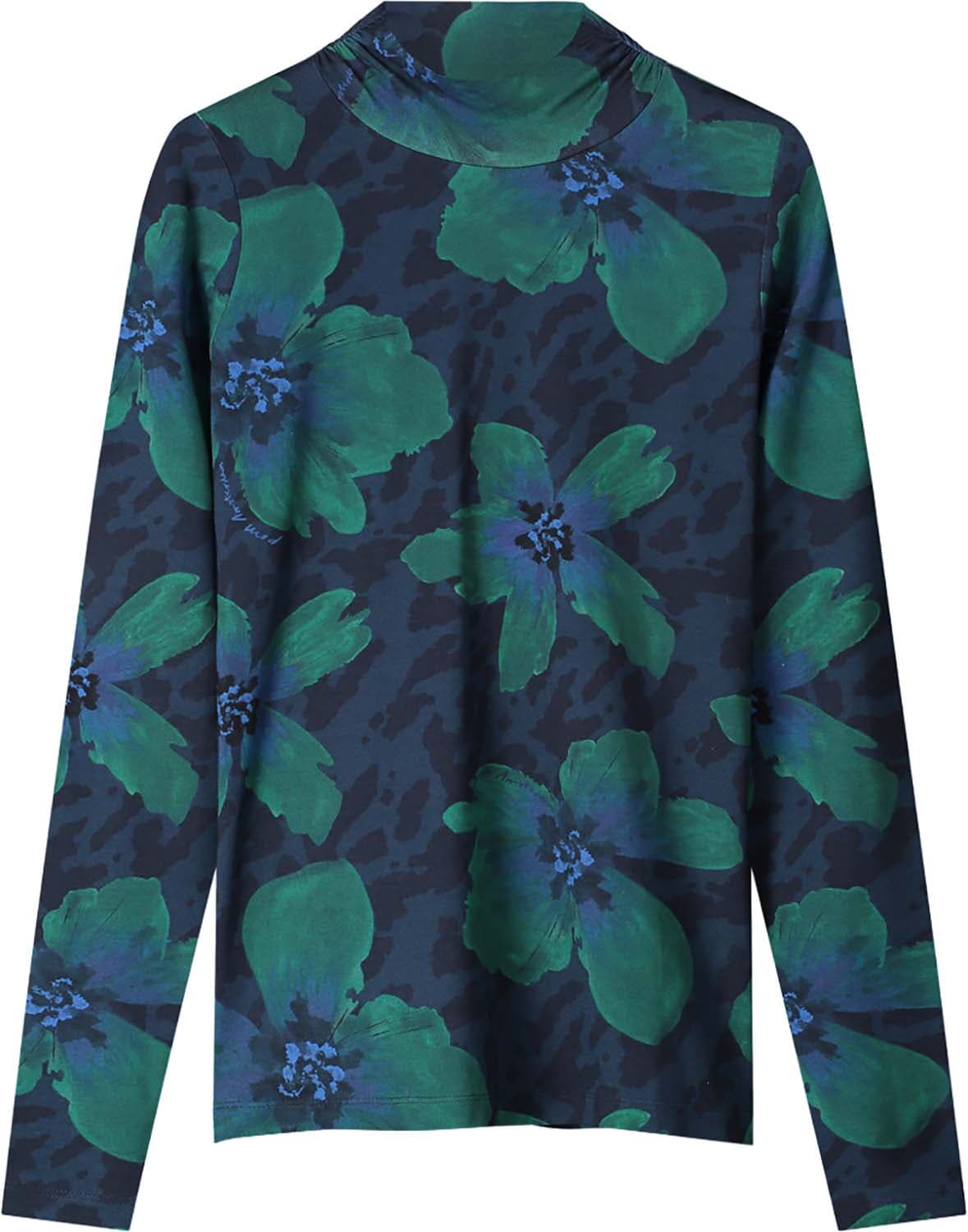 Pom Amsterdam Top Romi Jersey Bloom Teal Groen