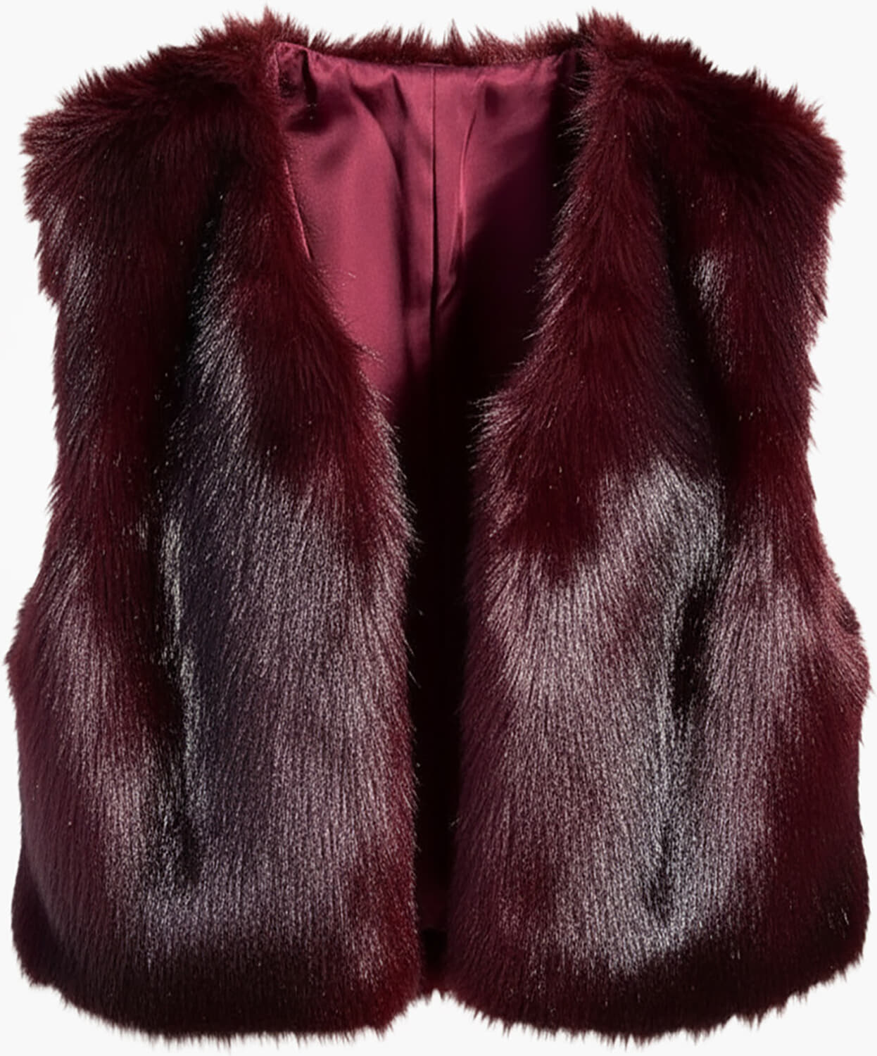 Aimée The Label Gilet Isla Fake Fur Bordeaux Rood