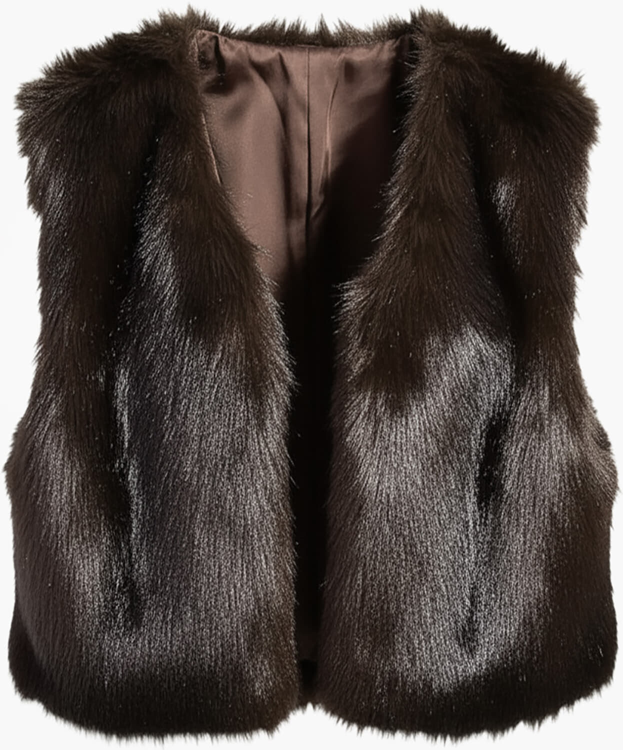 Aimée The Label Gilet Isla Fake Fur Bruin