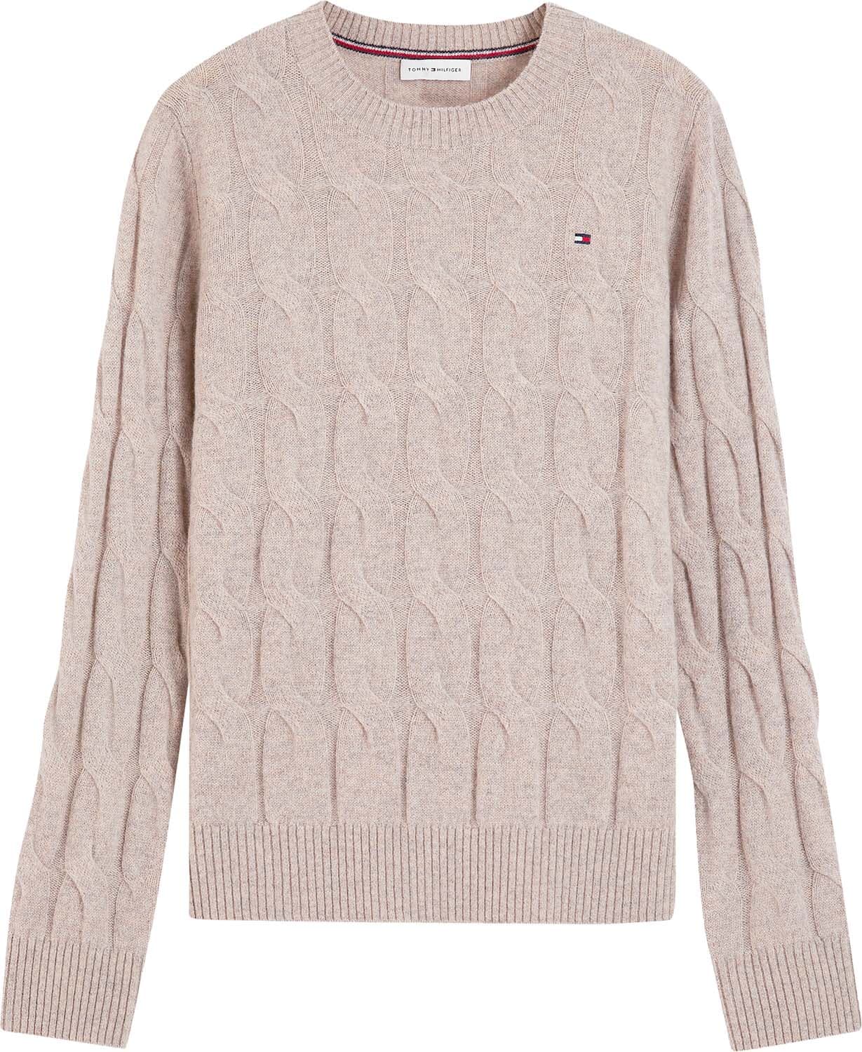 Tommy Hilfiger Kabeltrui Soft Wol Camel