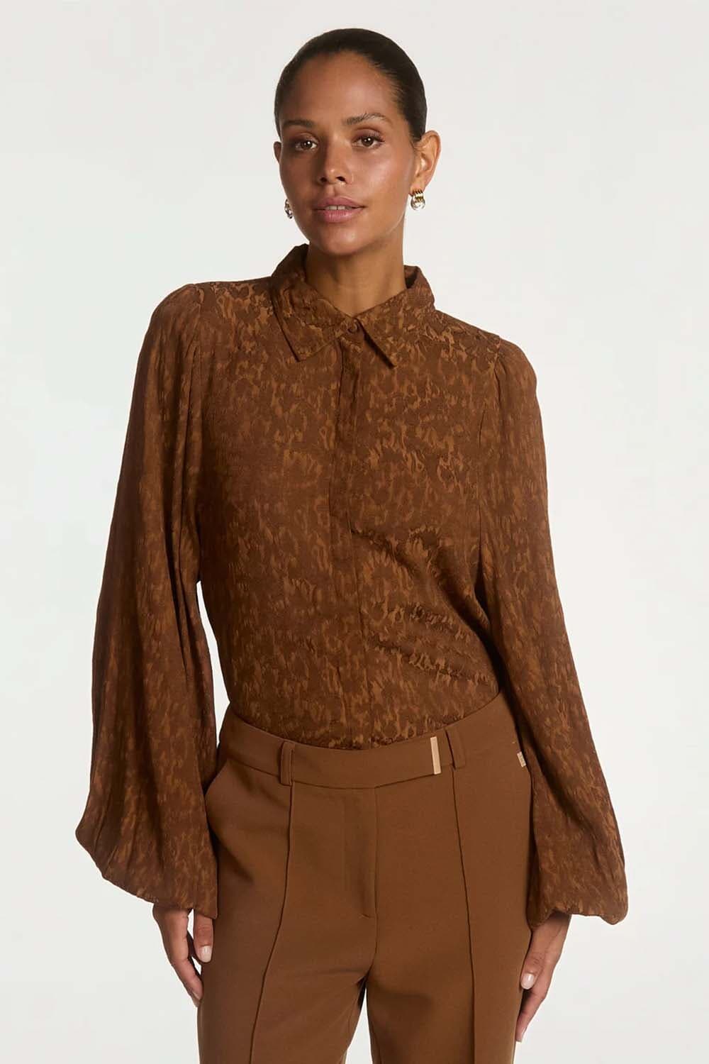 Aaiko Blouse Rose Jacquard Bruin
