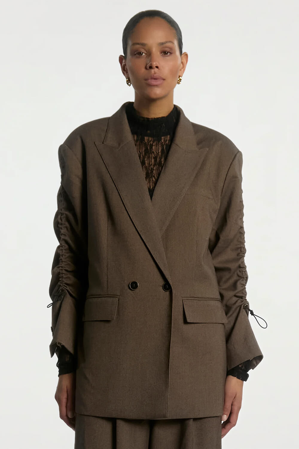Aaiko Blazer Kandal Double Tweed Bruin