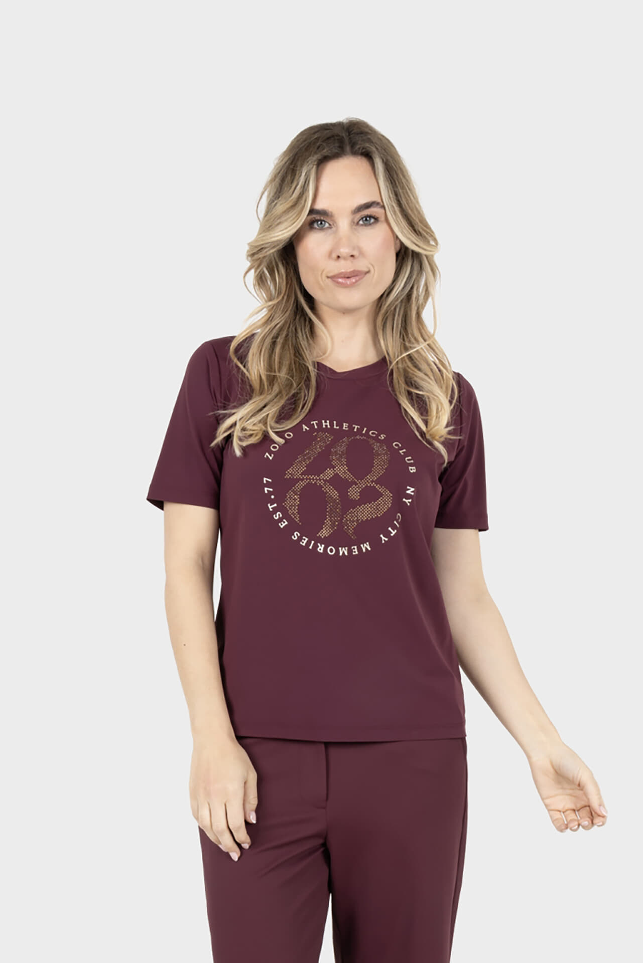 Zoso T-shirt Britt Bordeaux Rood
