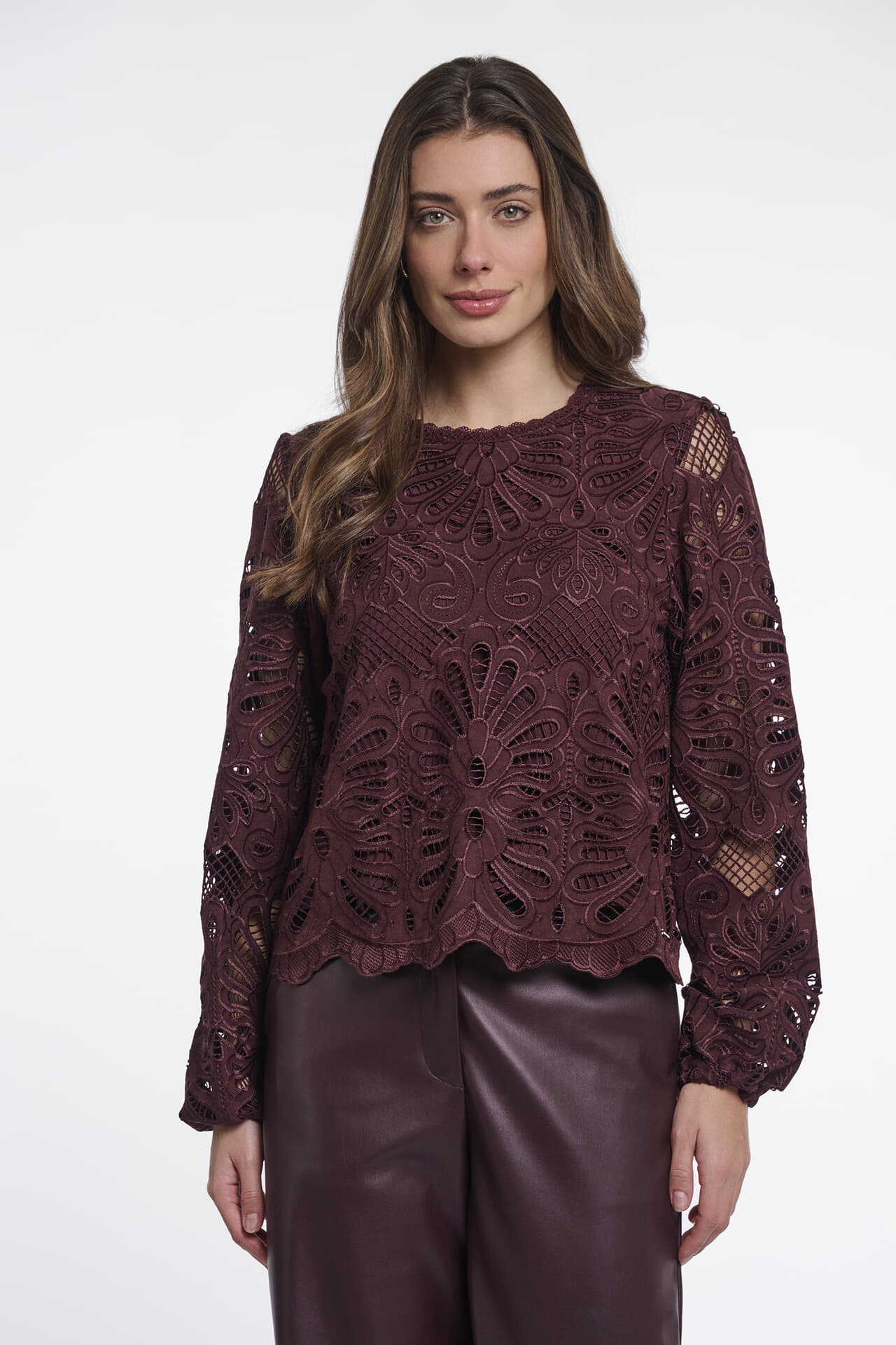 Rino & Pelle Blouse Jaike Long balloon Sleeve  Bruin