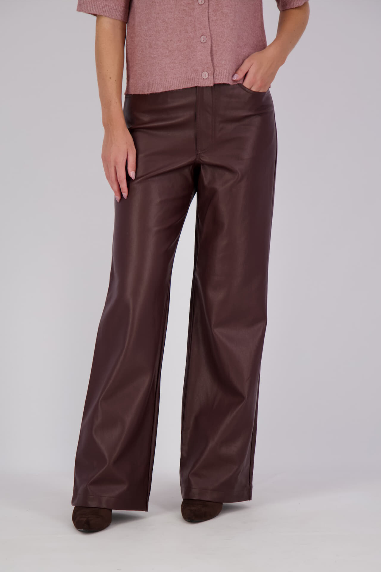 Rino & Pelle Broek Kunstleer Regular lengte Bordeaux Rood