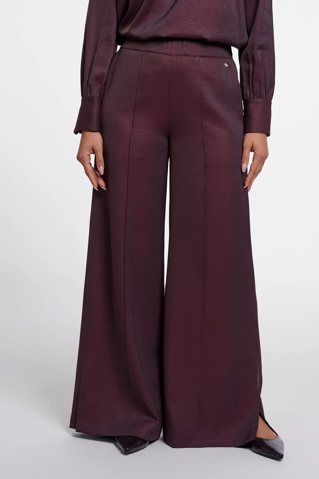 Rino & Pelle Broek Regular length wide leg Bordeaux Rood