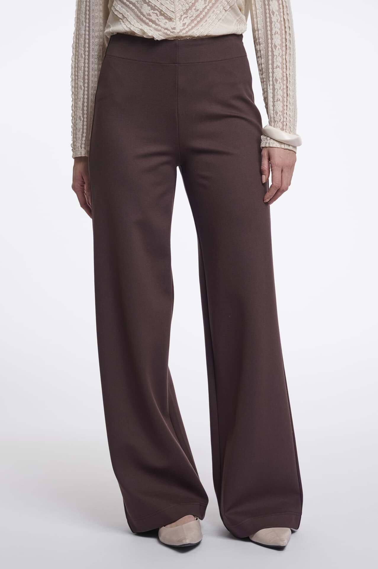 Rino & Pelle Broek Regular length wide leg Taupe