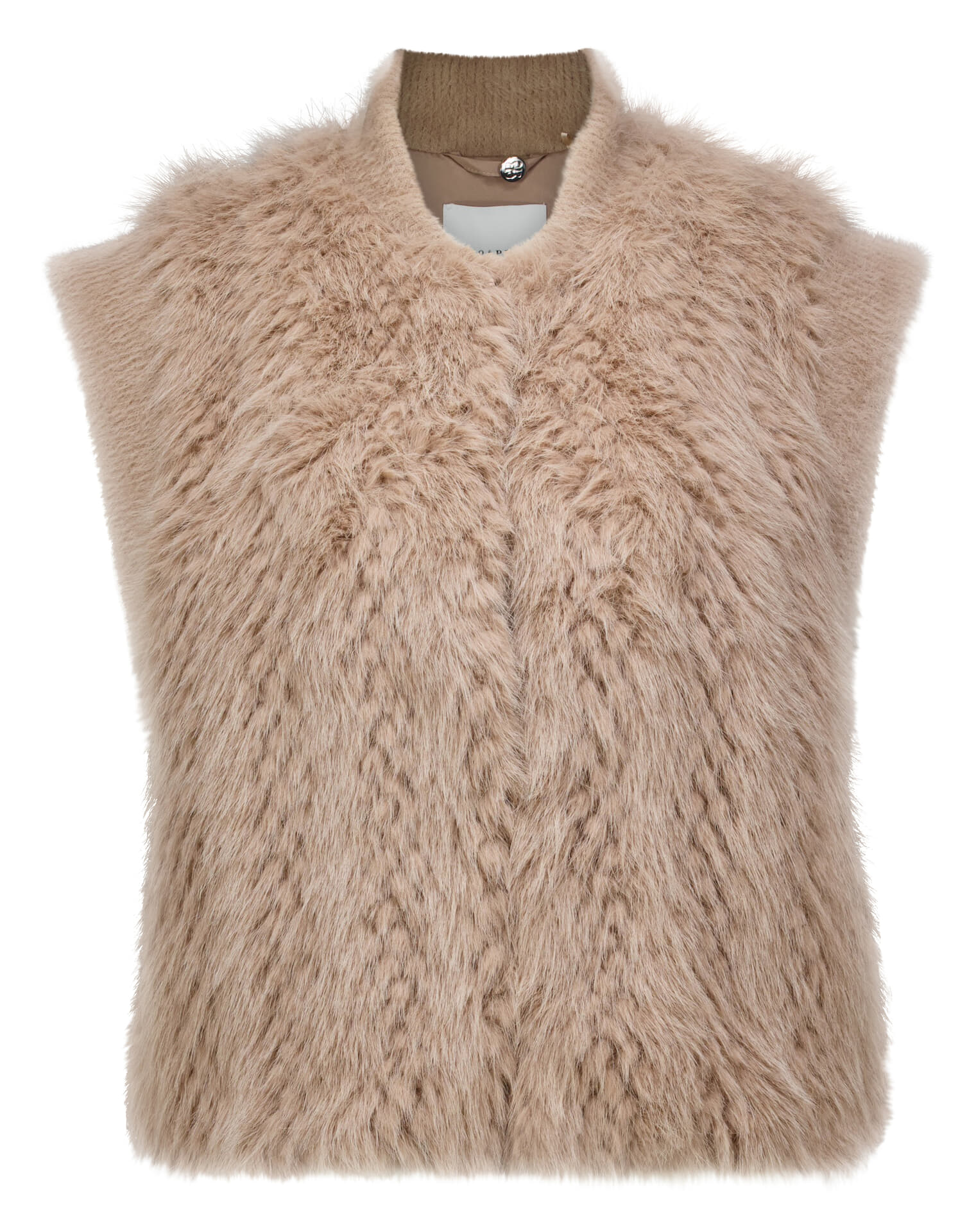 Rino & Pelle Gilet Alvita Kunstbont met haak & oog sluiting Beige
