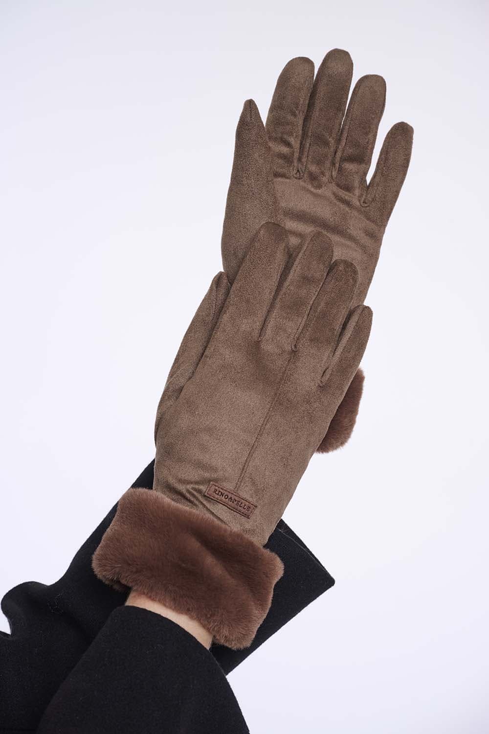 Rino & Pelle Handschoenen Danzo met Kunstbont Taupe