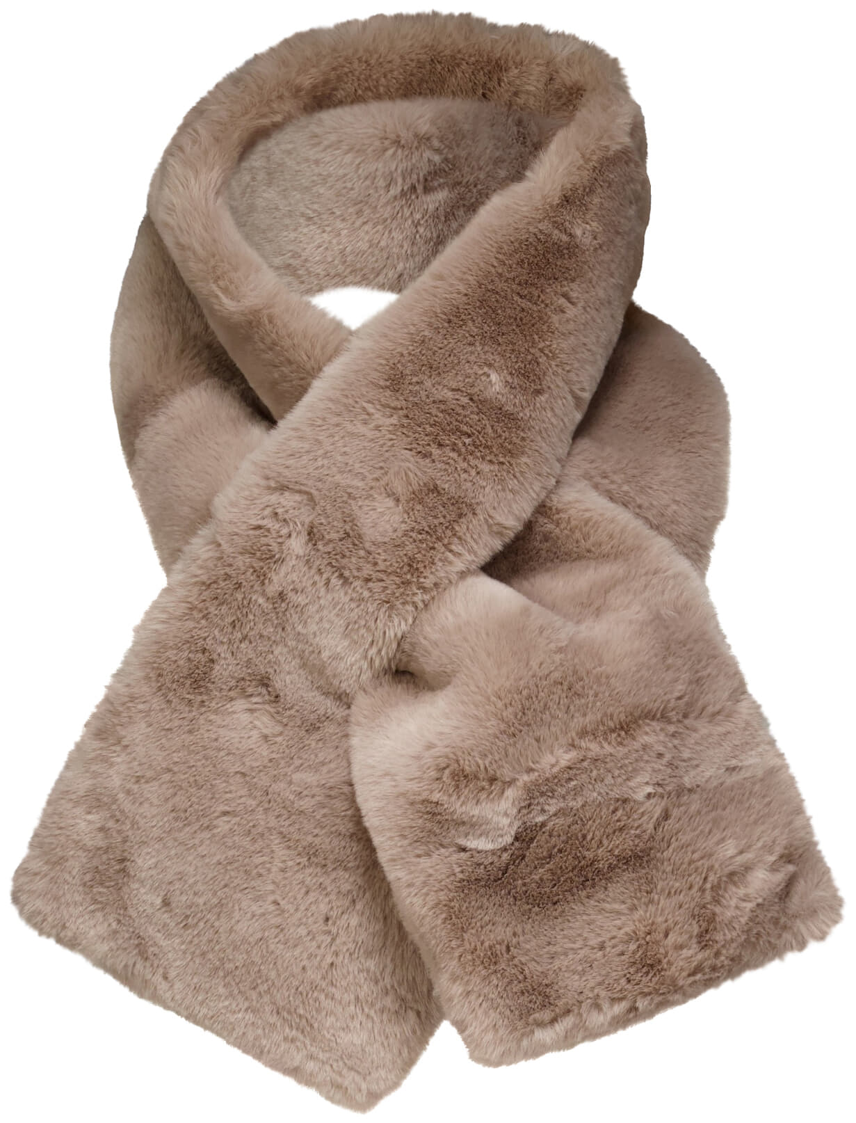 Rino & Pelle Sjaal Stip Kunstbont Beige
