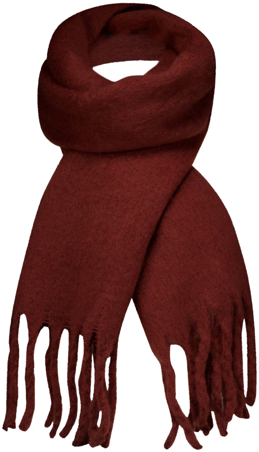 Rino & Pelle Sjaal Gella Fringes Bordeaux Rood