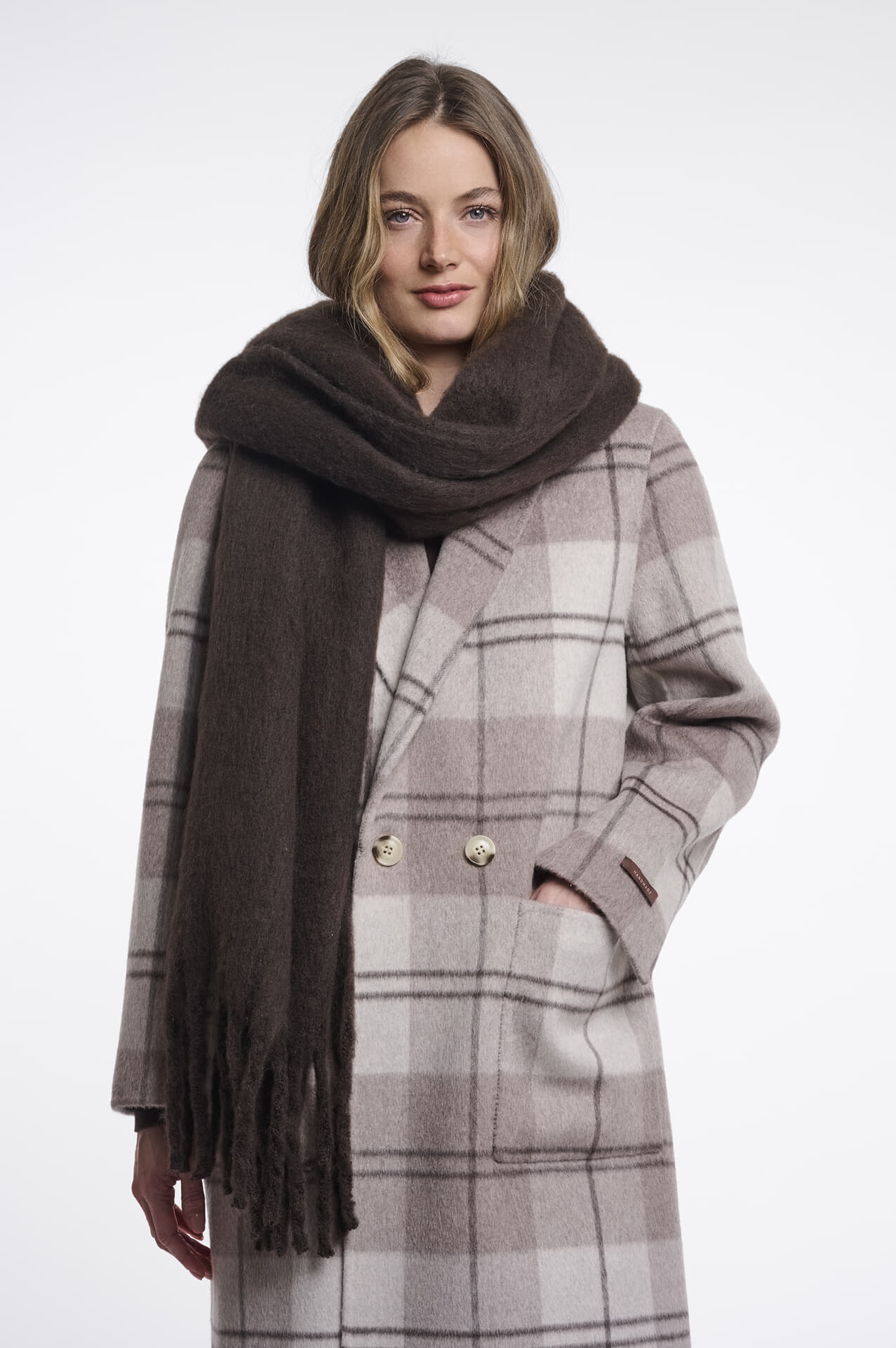 Rino & Pelle Sjaal Gella fringes Taupe
