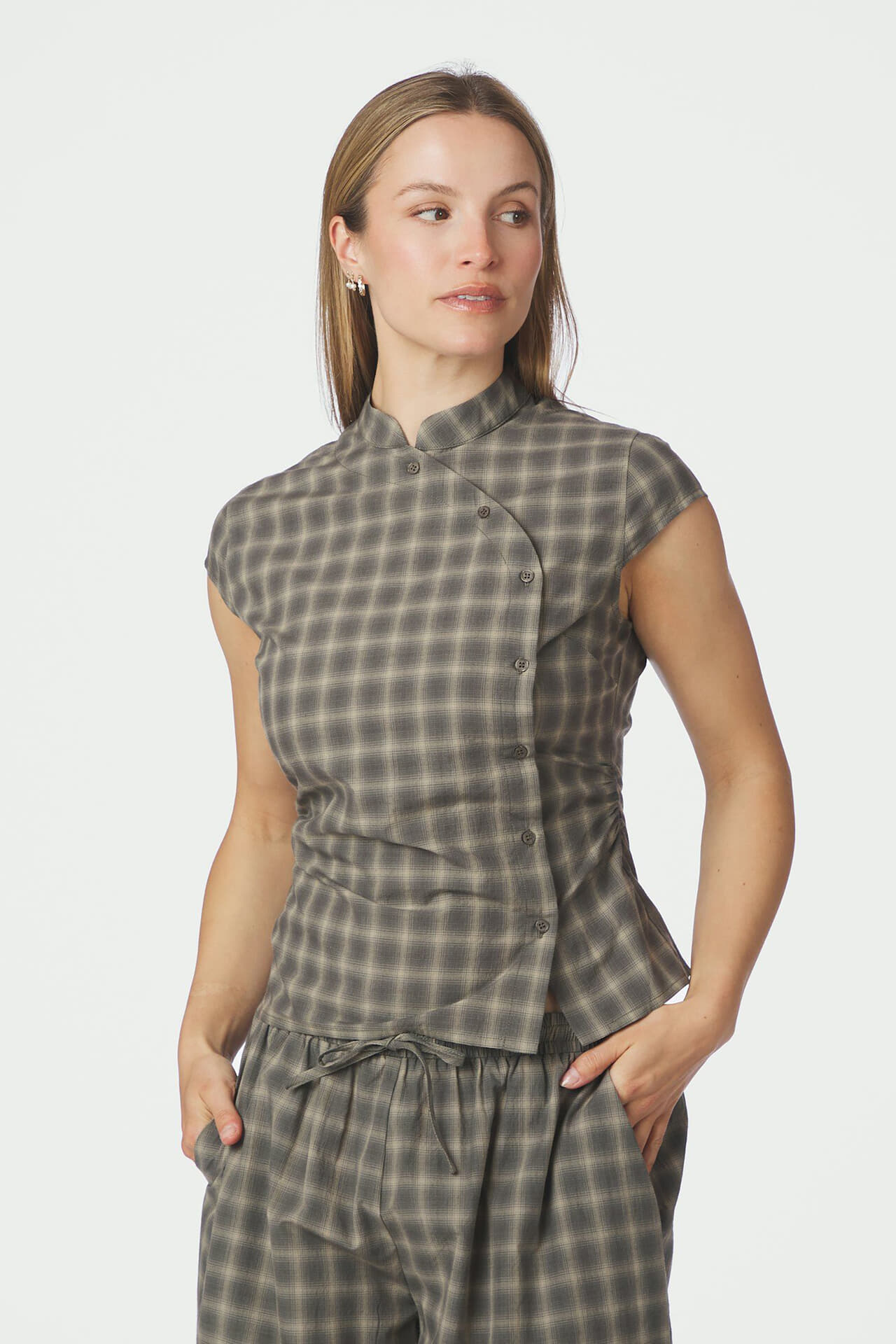 Neo Noir Blouse Pascale Checked Army