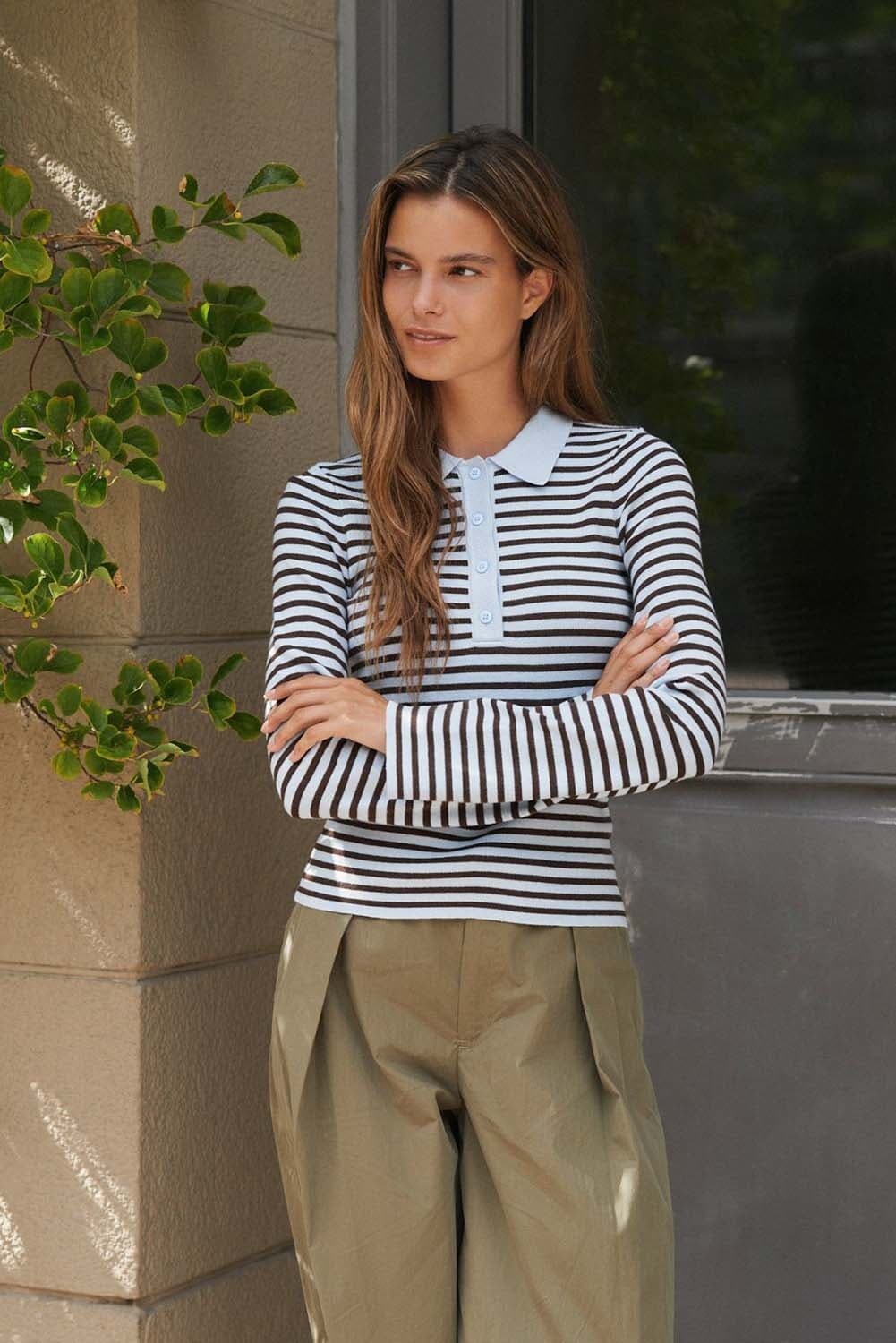 Neo Noir Rugby Fannya Striped Hemelsblauw