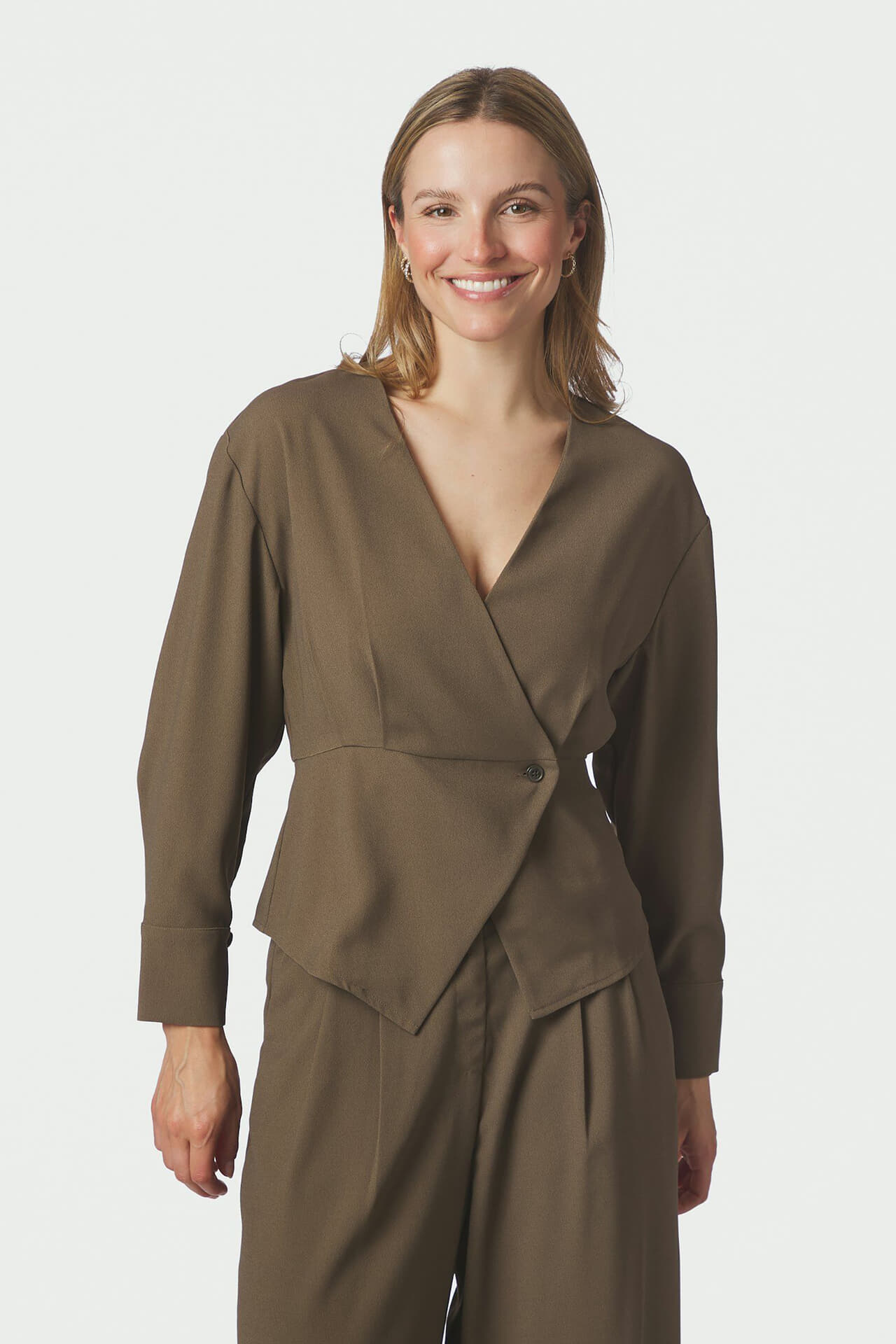 Neo Noir Blouse Reline Crepe Kaki
