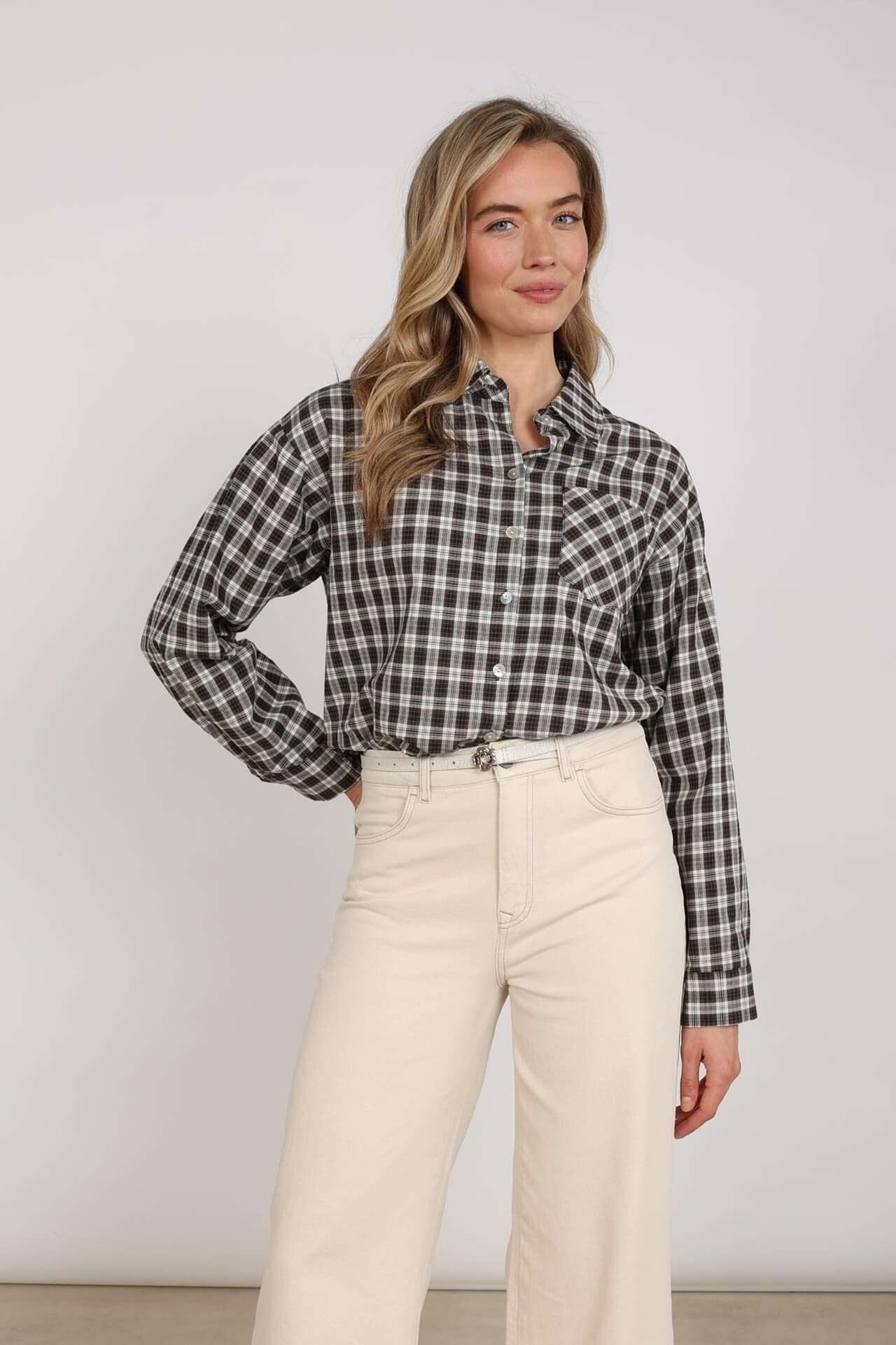 Nukus Blouse Macy Check Off White