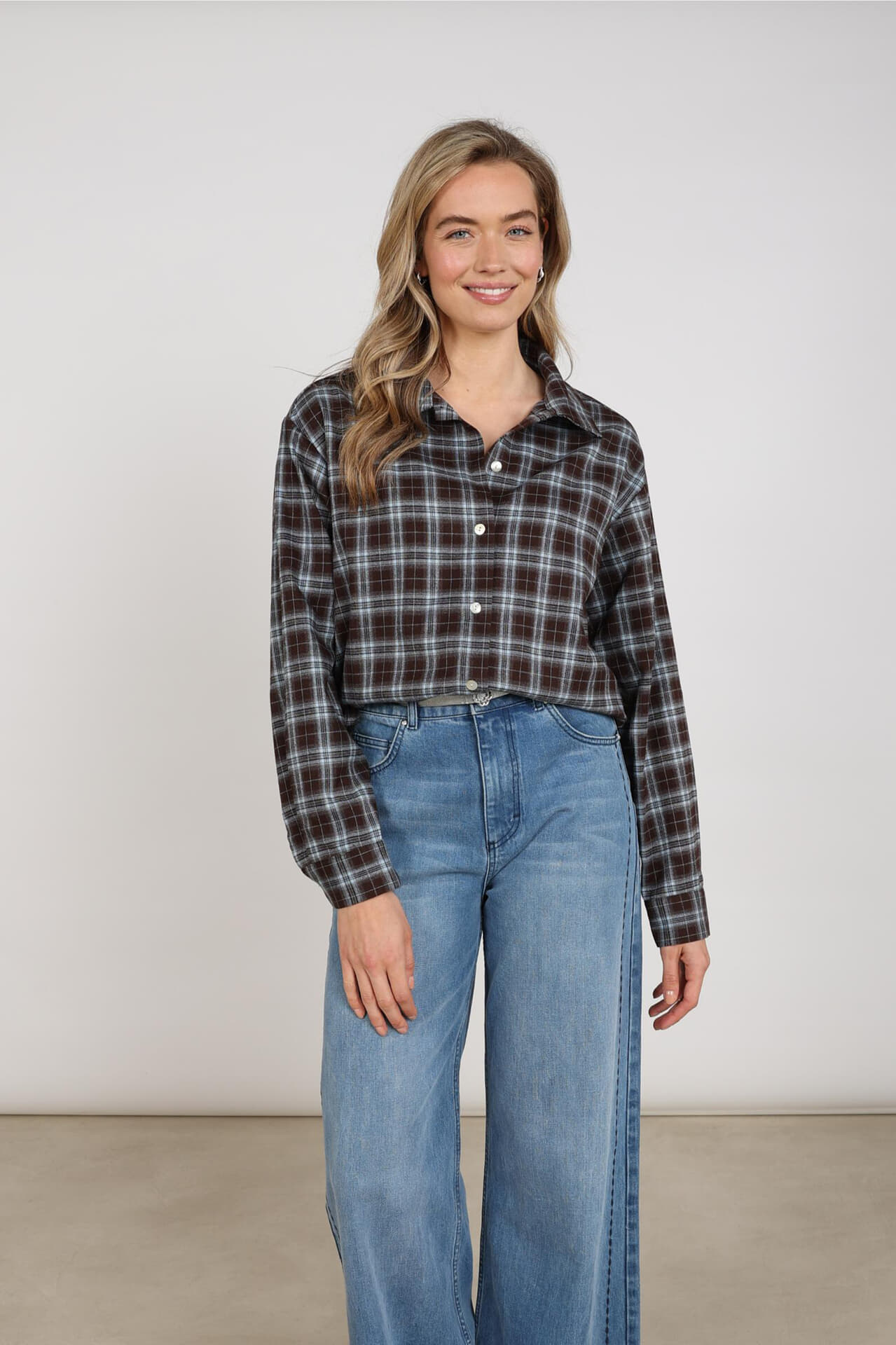 Nukus Blouse Newport Check Bruin