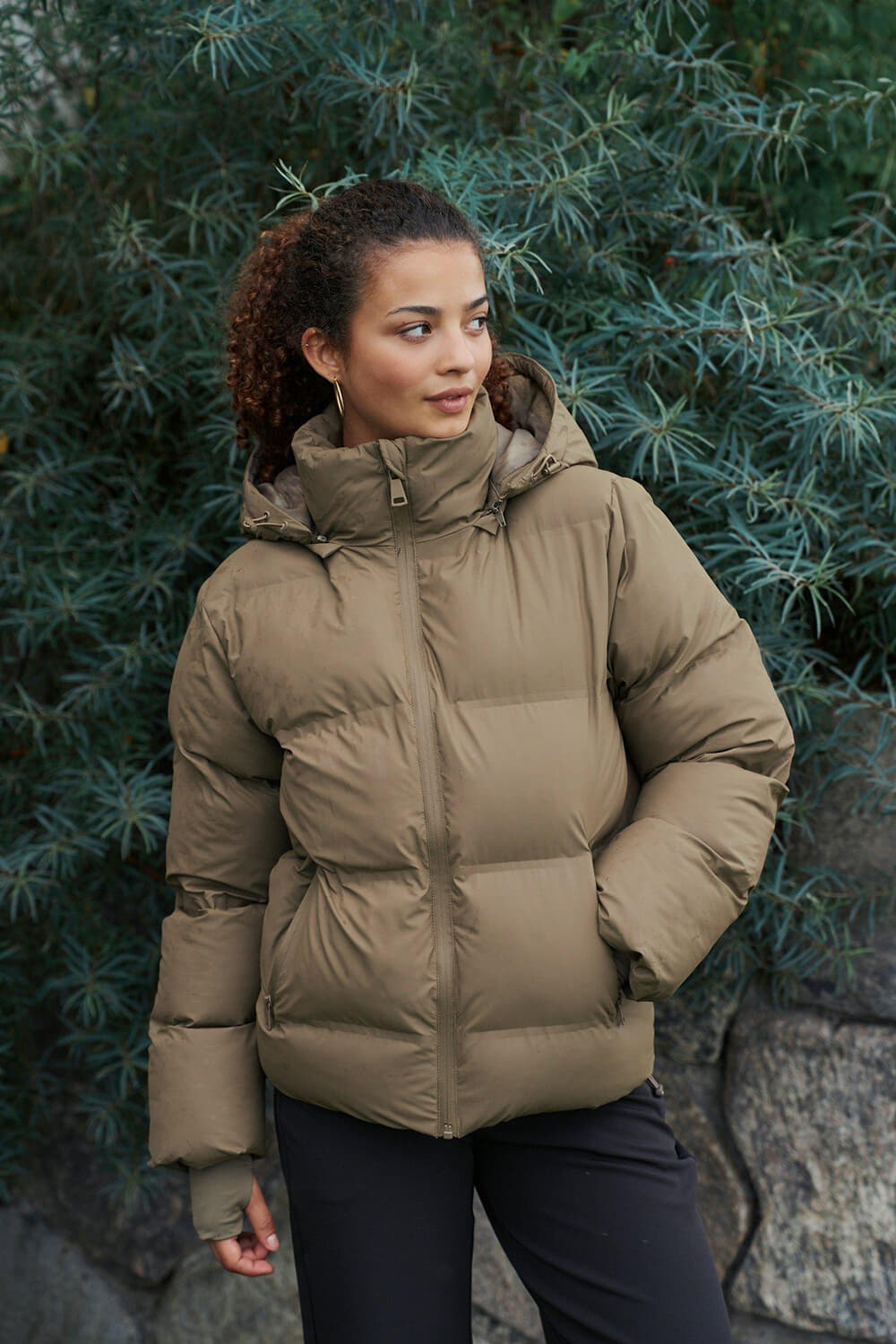 Neo Noir Puffer Jas Fox  Taupe