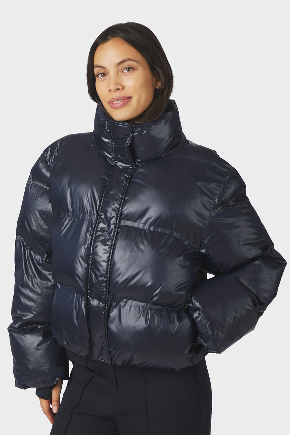 Neo Noir Gewatteerde Jas Rhea Shiny Navy