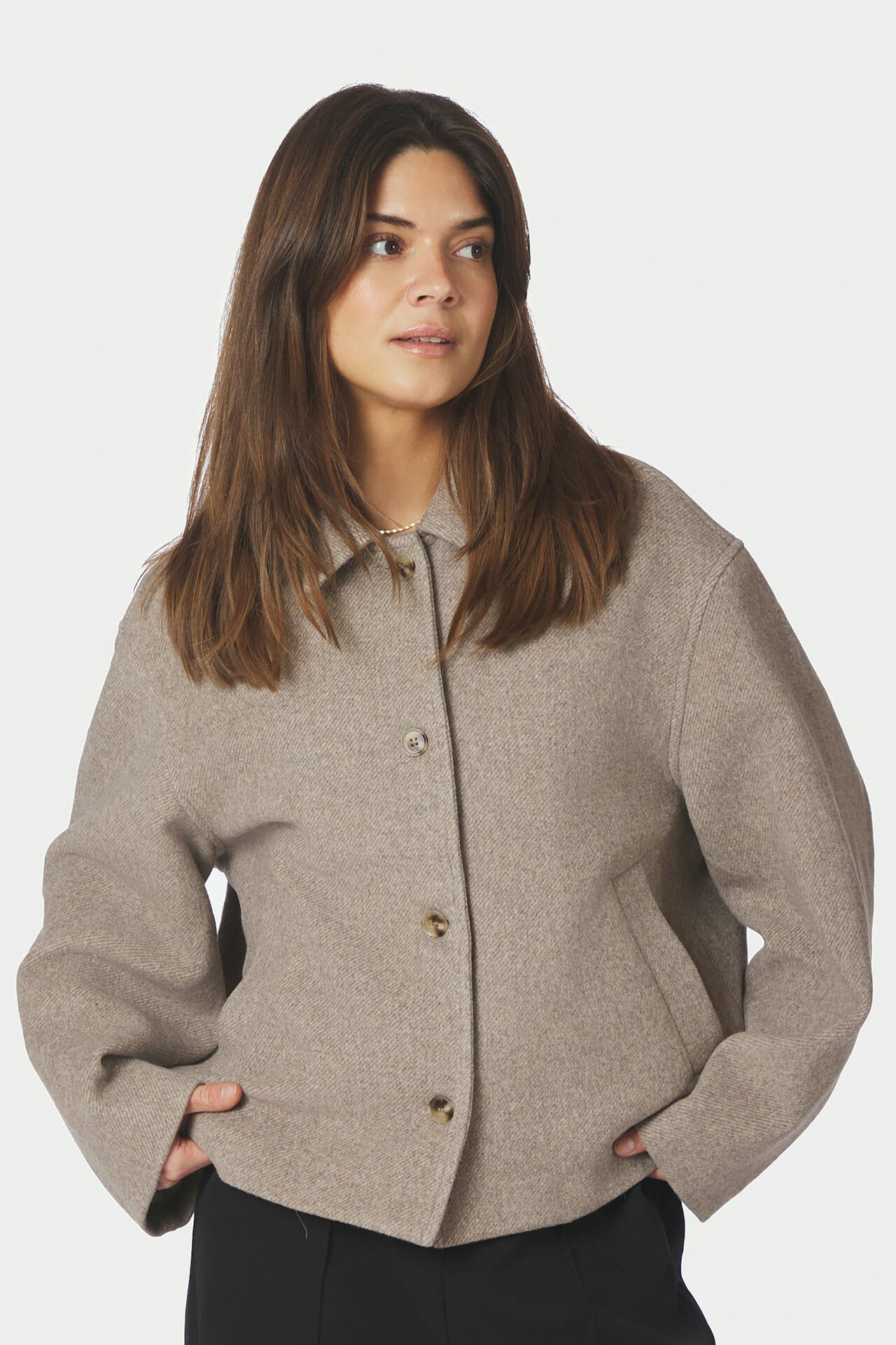 Neo Noir Jas Hamra Herrringbone Twill Beige