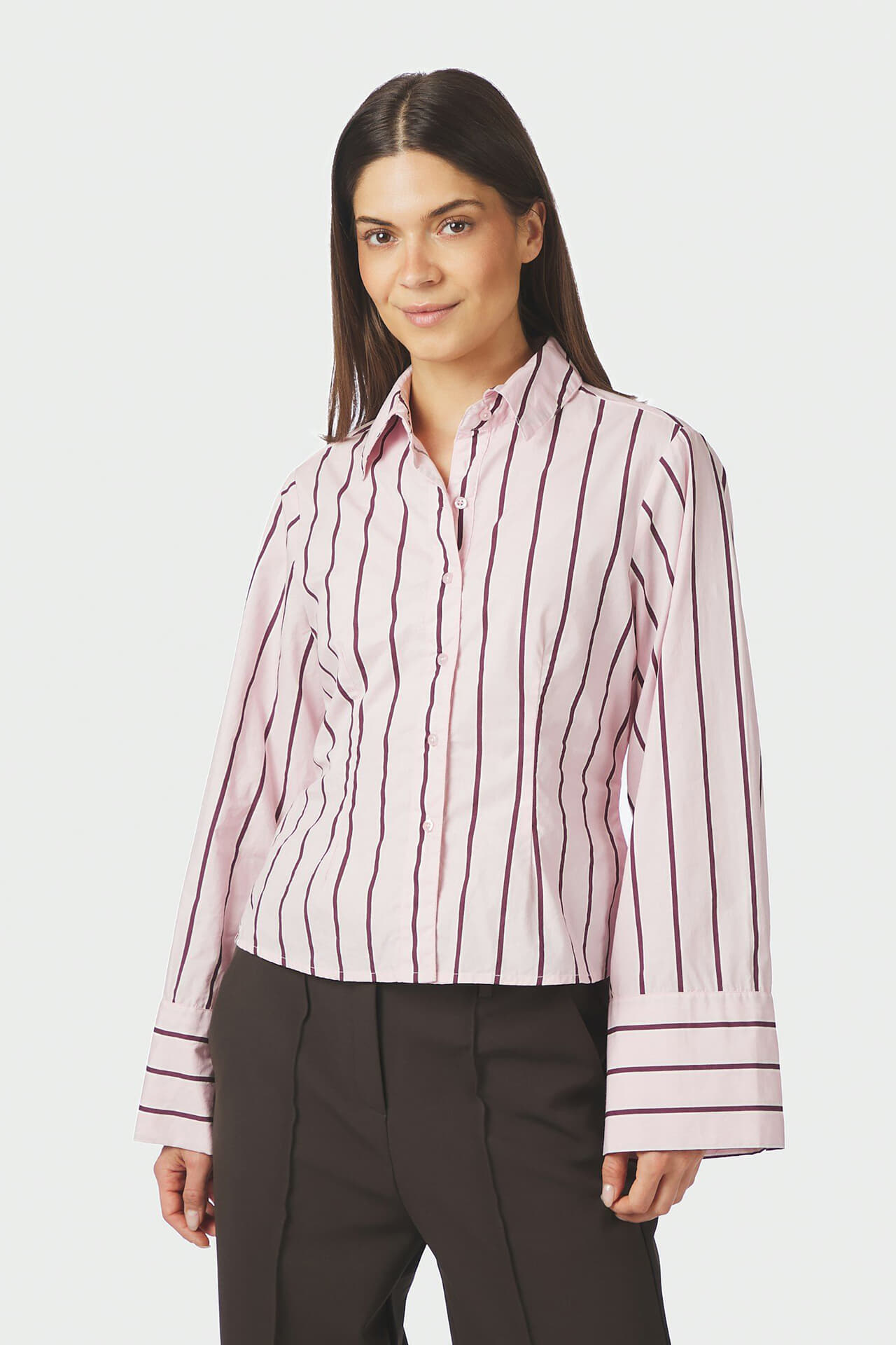 Neo Noir Blouse Rosa Wide Stripe Roze