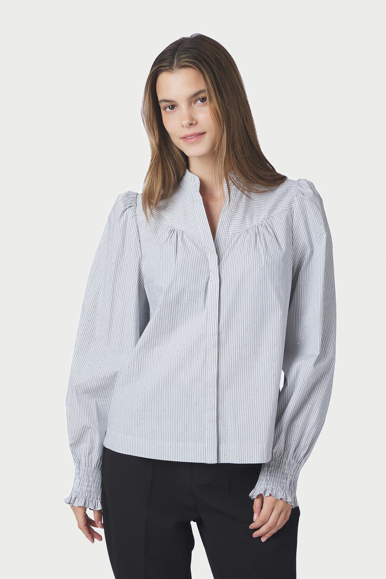 Neo Noir Blouse Astrida Stripe Stone Wit