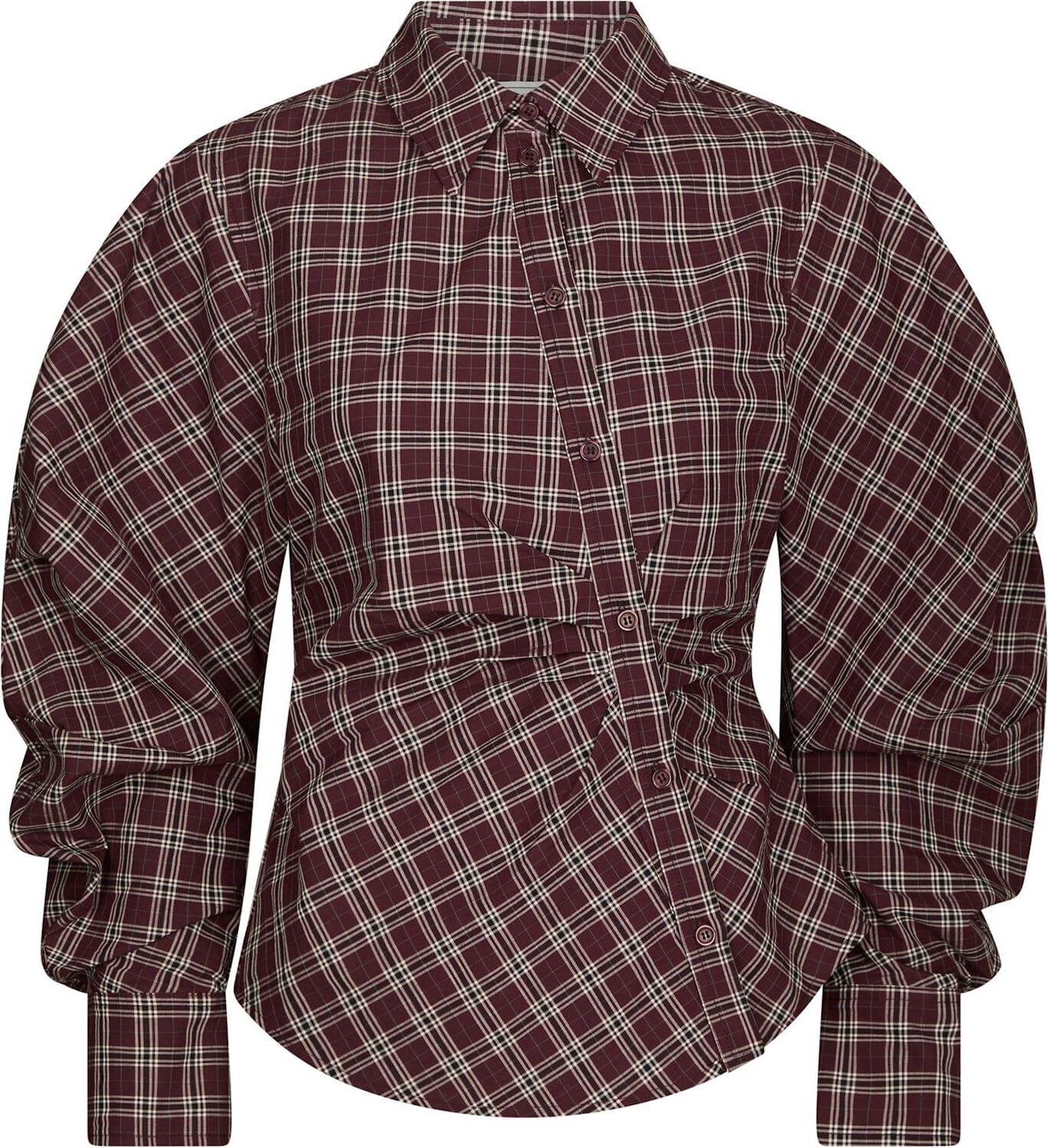 Neo Noir Blouse Neoella Medium Check Bordeaux Rood