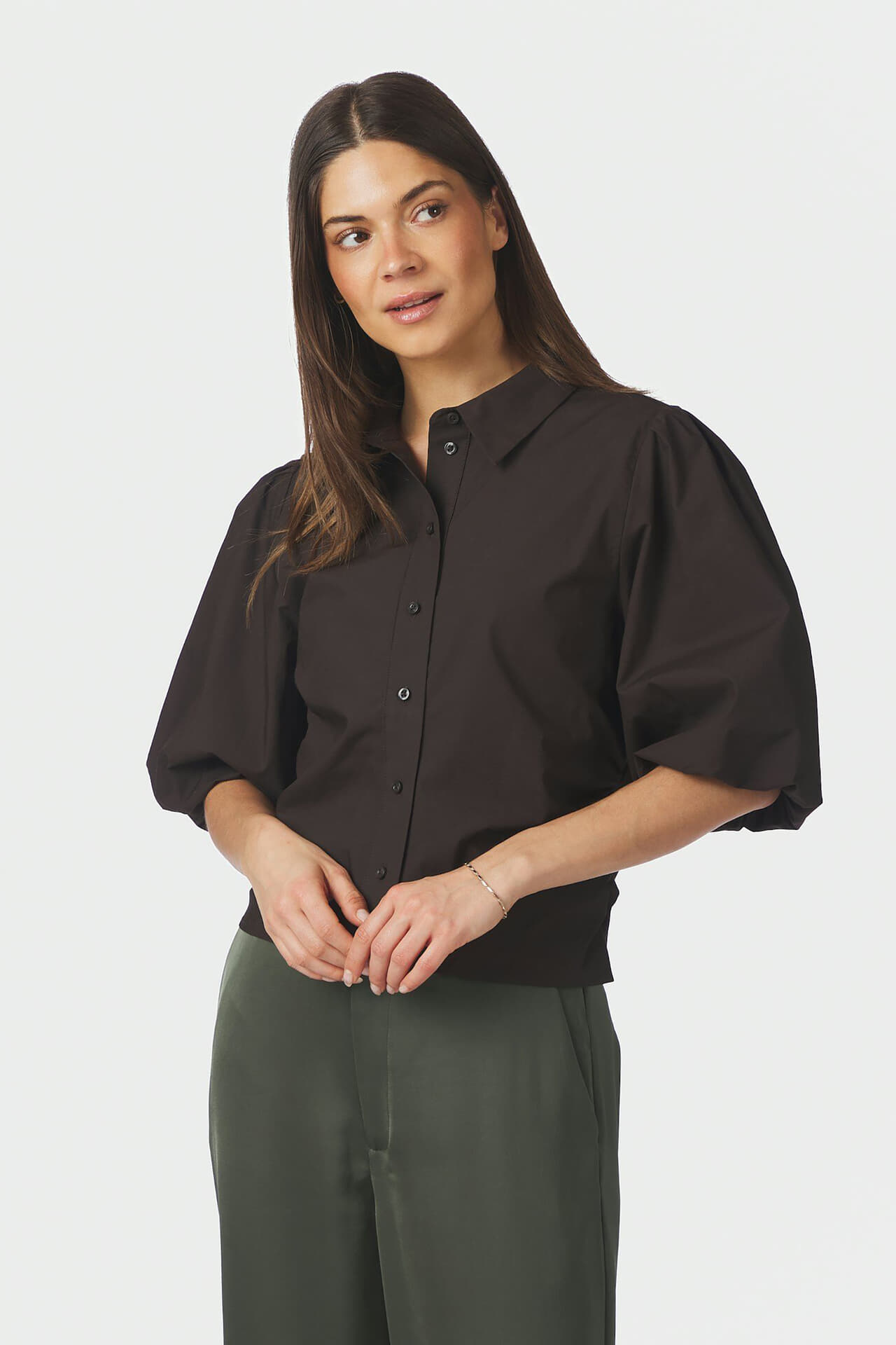 Neo Noir Blouse Ismara Solid Bruin