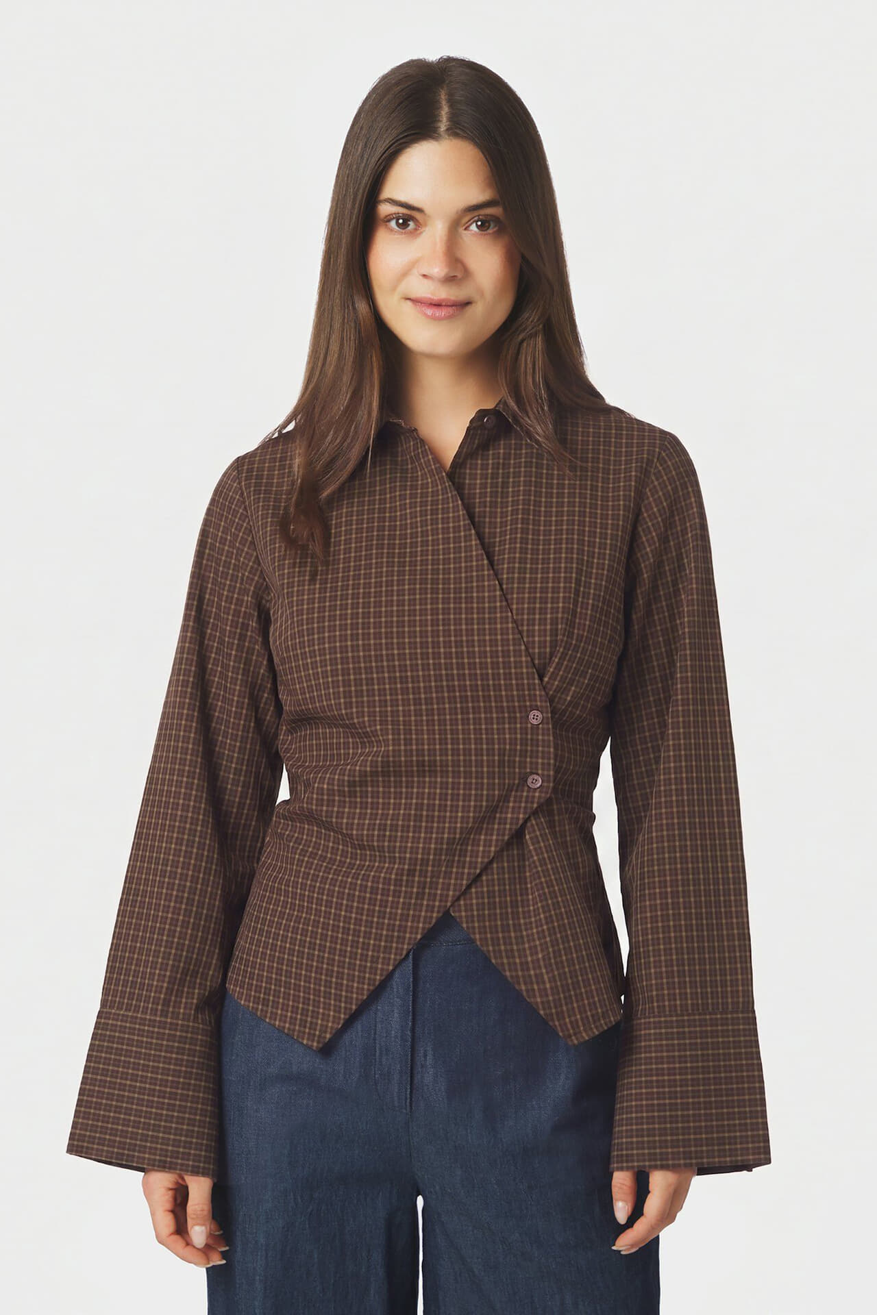 Neo Noir Blouse Fenli Small Check Bruin