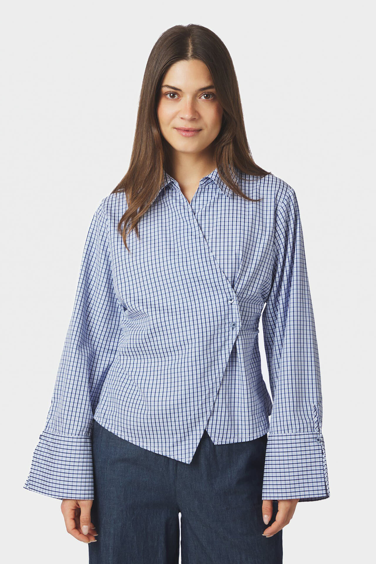 Neo Noir Blouse Fenli Check Blauw