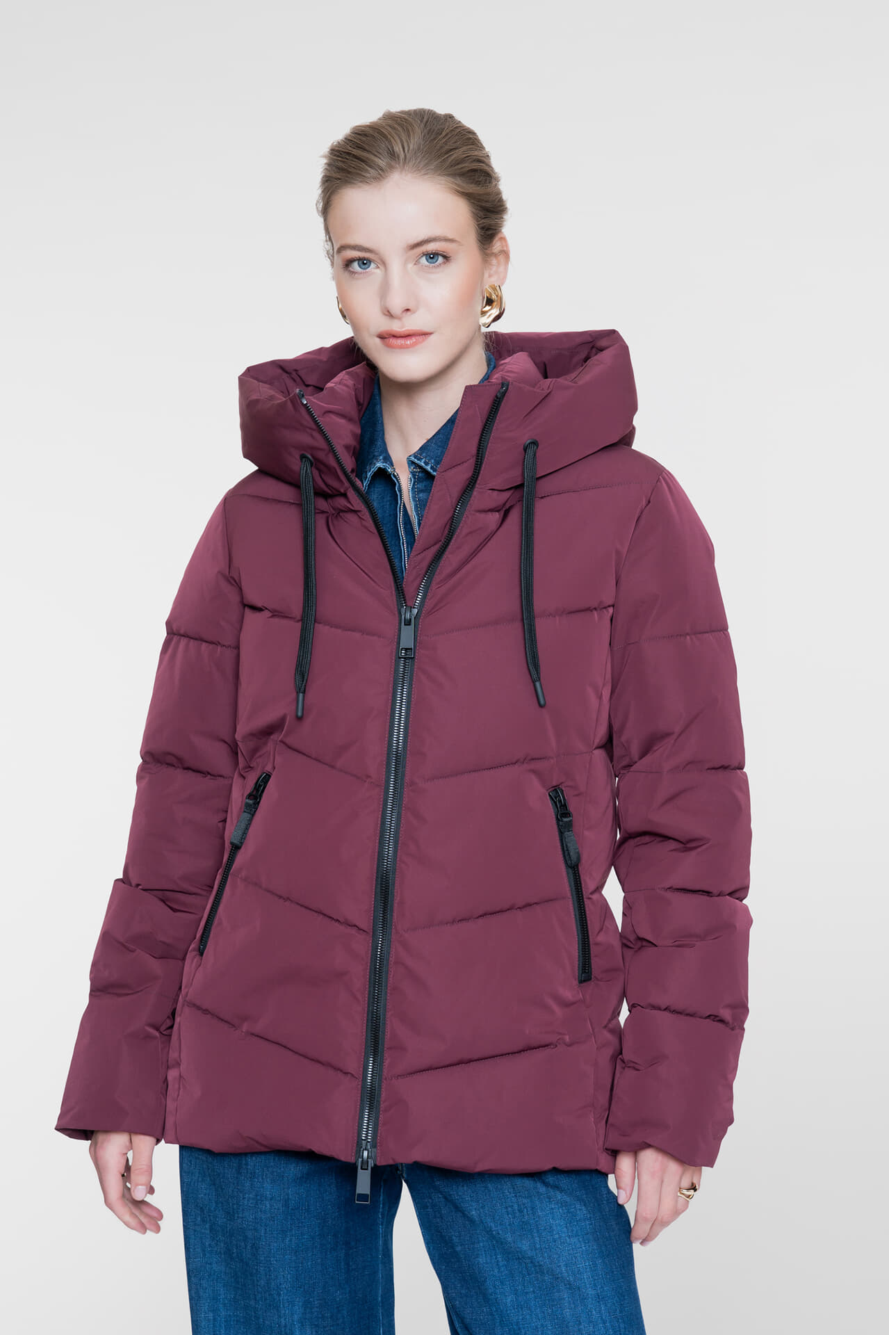 Geisha Gewatteerde Jas Bordeaux Rood