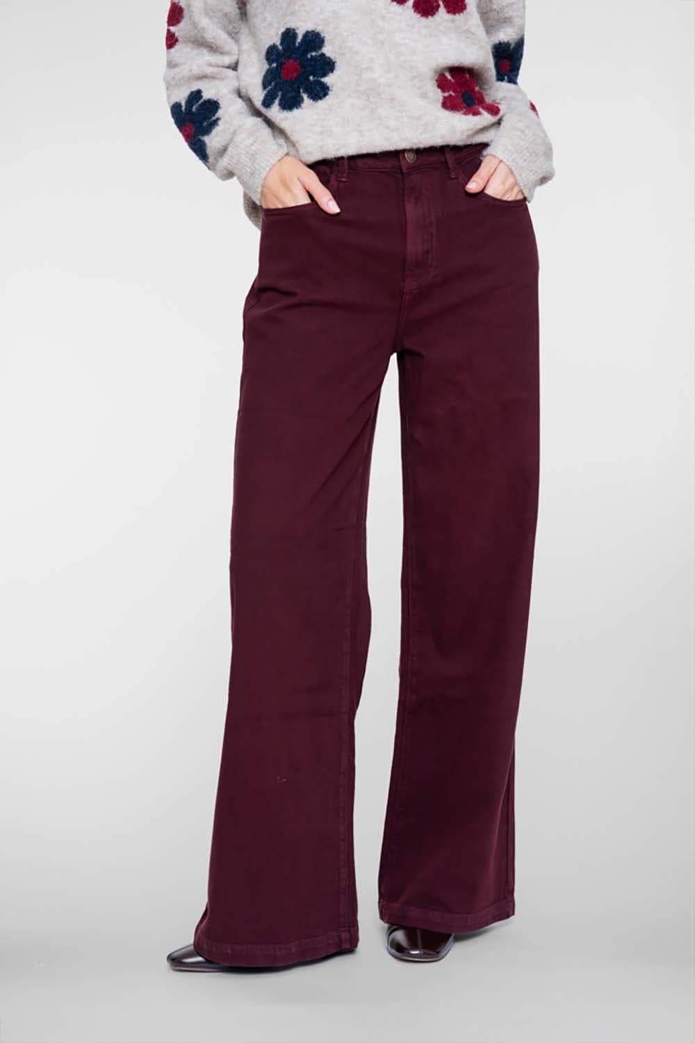 Geisha Jeans Wide Bordeaux Rood