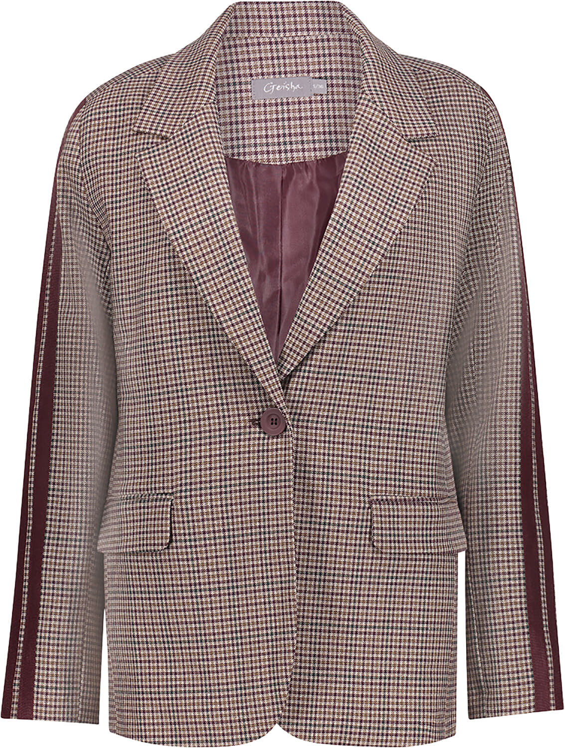 Geisha Blazer check + tape Bordeaux Rood