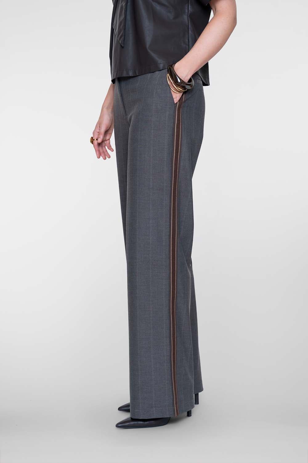Geisha Broek Pinstripe Tape Bruin