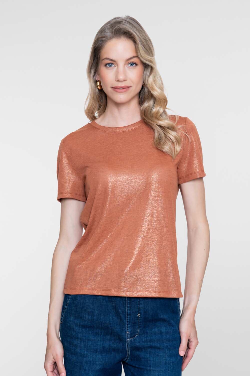 Geisha T-shirt Foil round neck  Camel