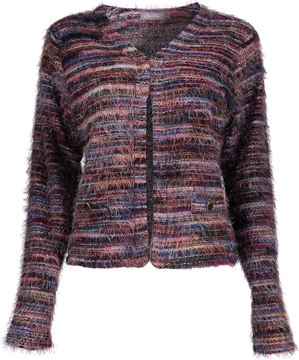Geisha Vest Hairy Stripes  Bordeaux Rood