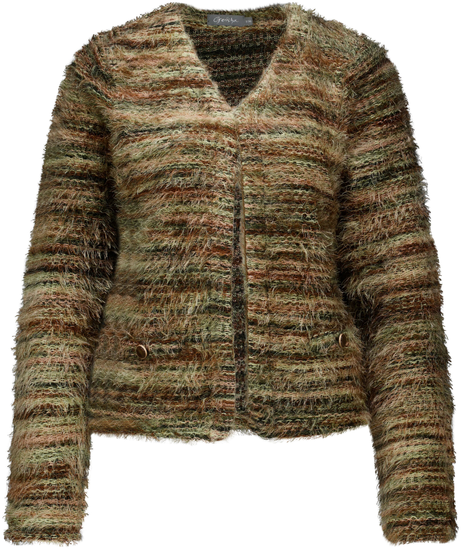 Geisha Vest Hairy Stripes  Bruin