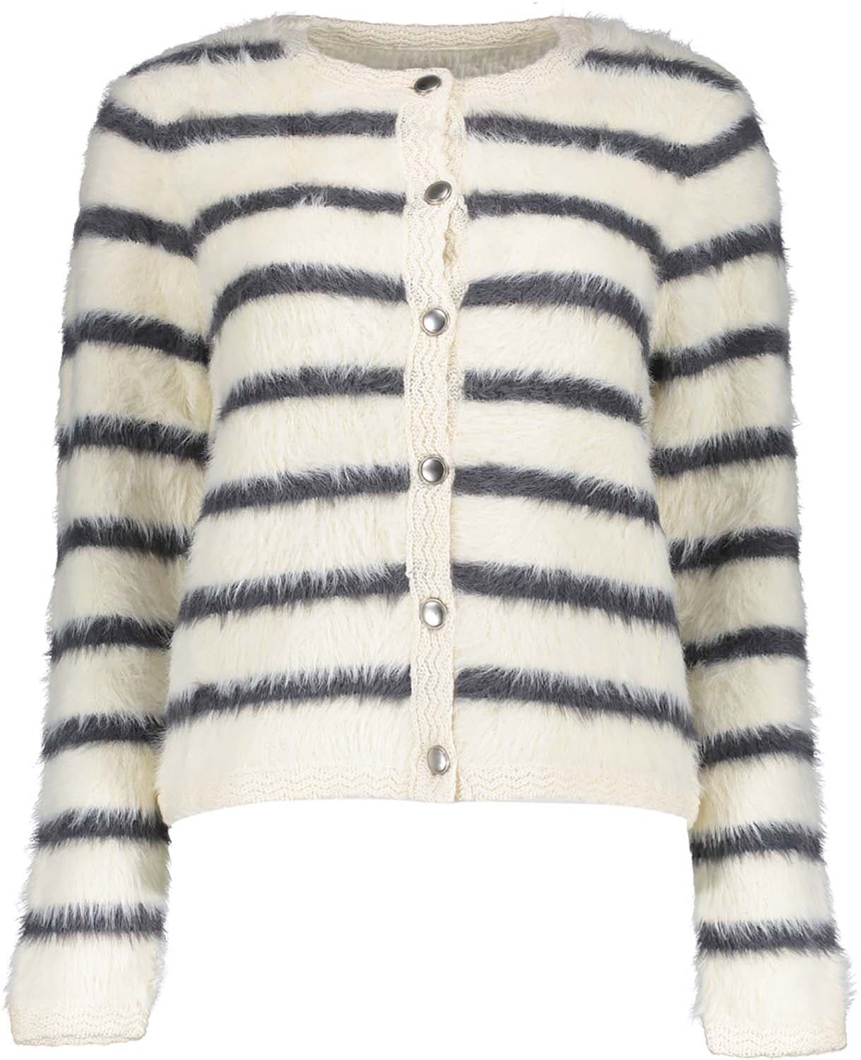 Geisha Vest Hairy Stripes  Off White