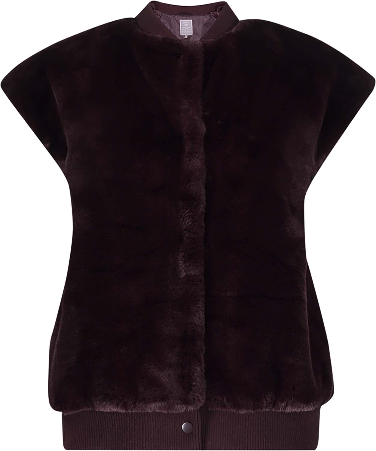Geisha Gilet fur with rib Bordeaux Rood