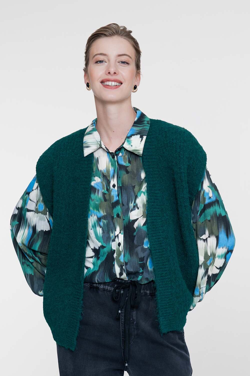 Geisha Gebreid Gilet Groen