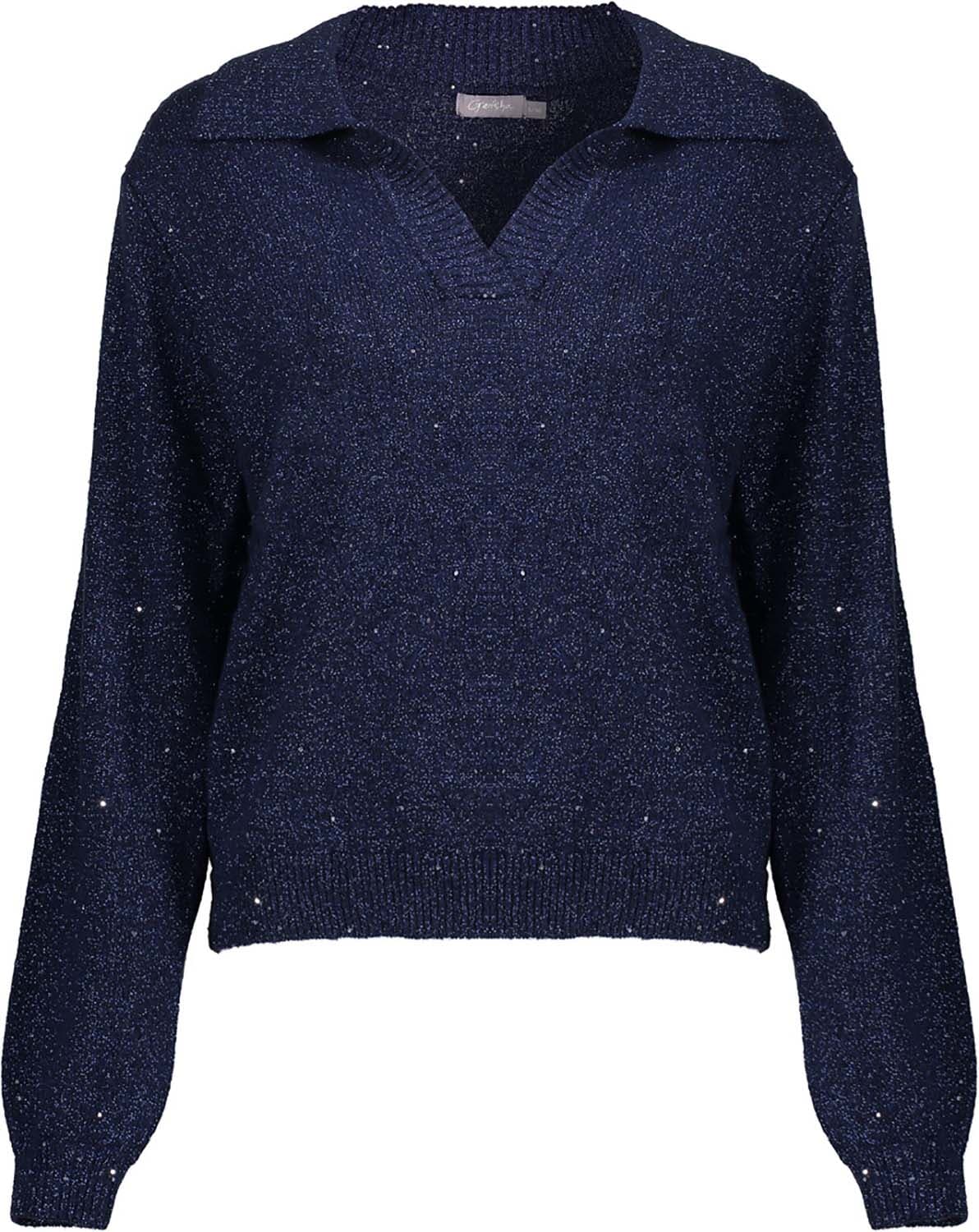 Geisha Pullover polo lurex & sequinces Navy
