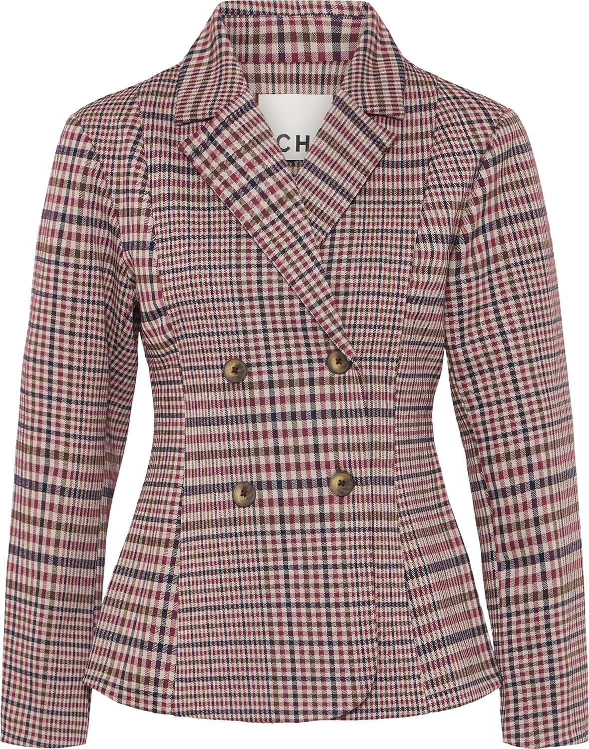 Ichi Blazer Kate Checkit Bordeaux Rood