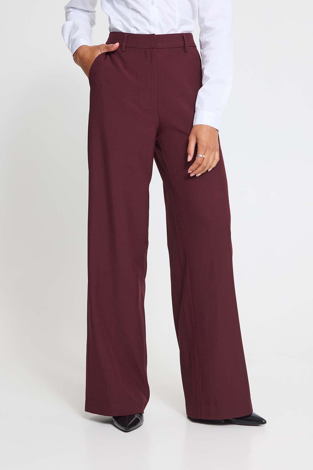 Ichi Broek Feva Lang Wide Bordeaux Rood