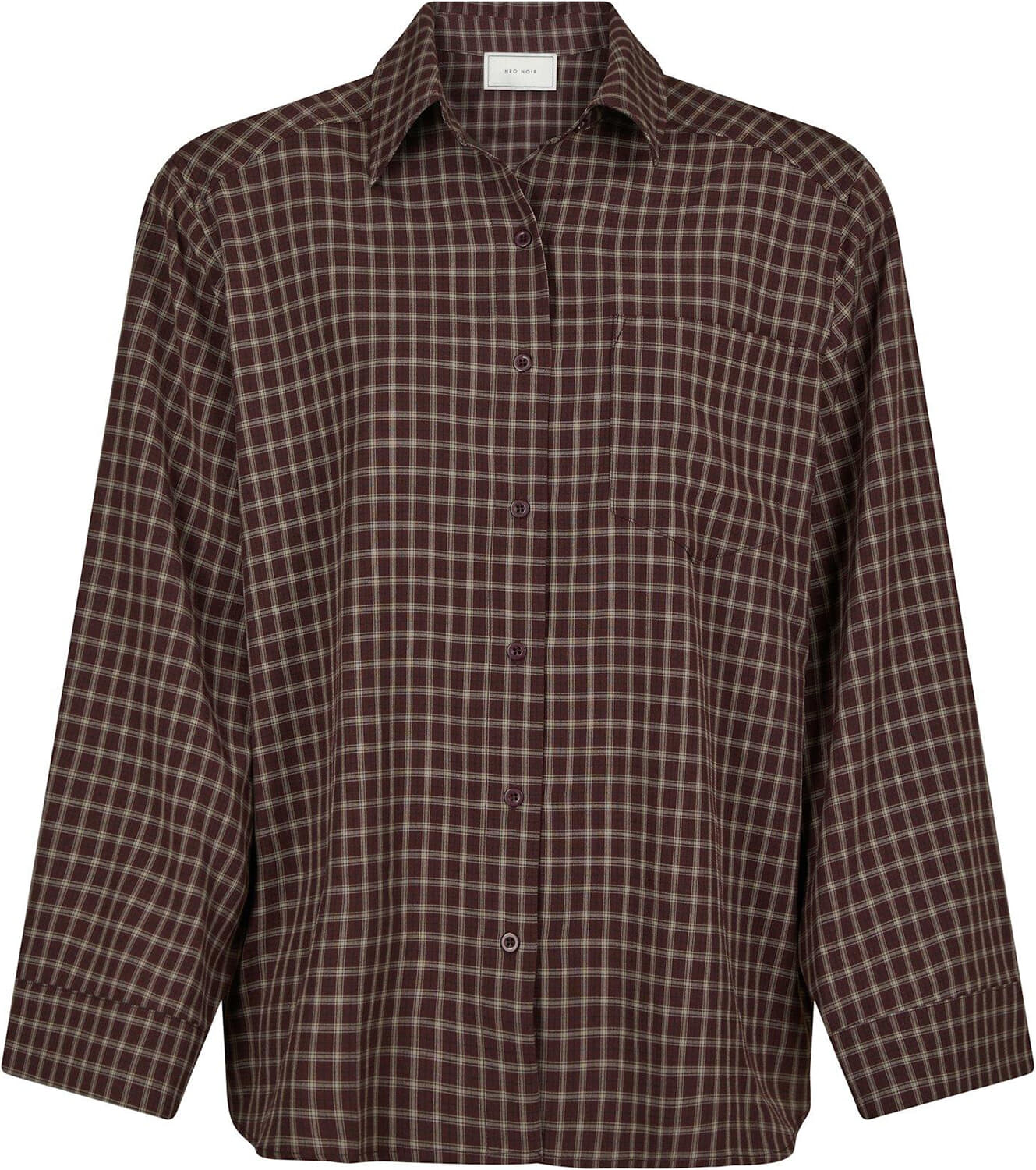 Neo Noir Blouse Anella Check Bordeaux Rood