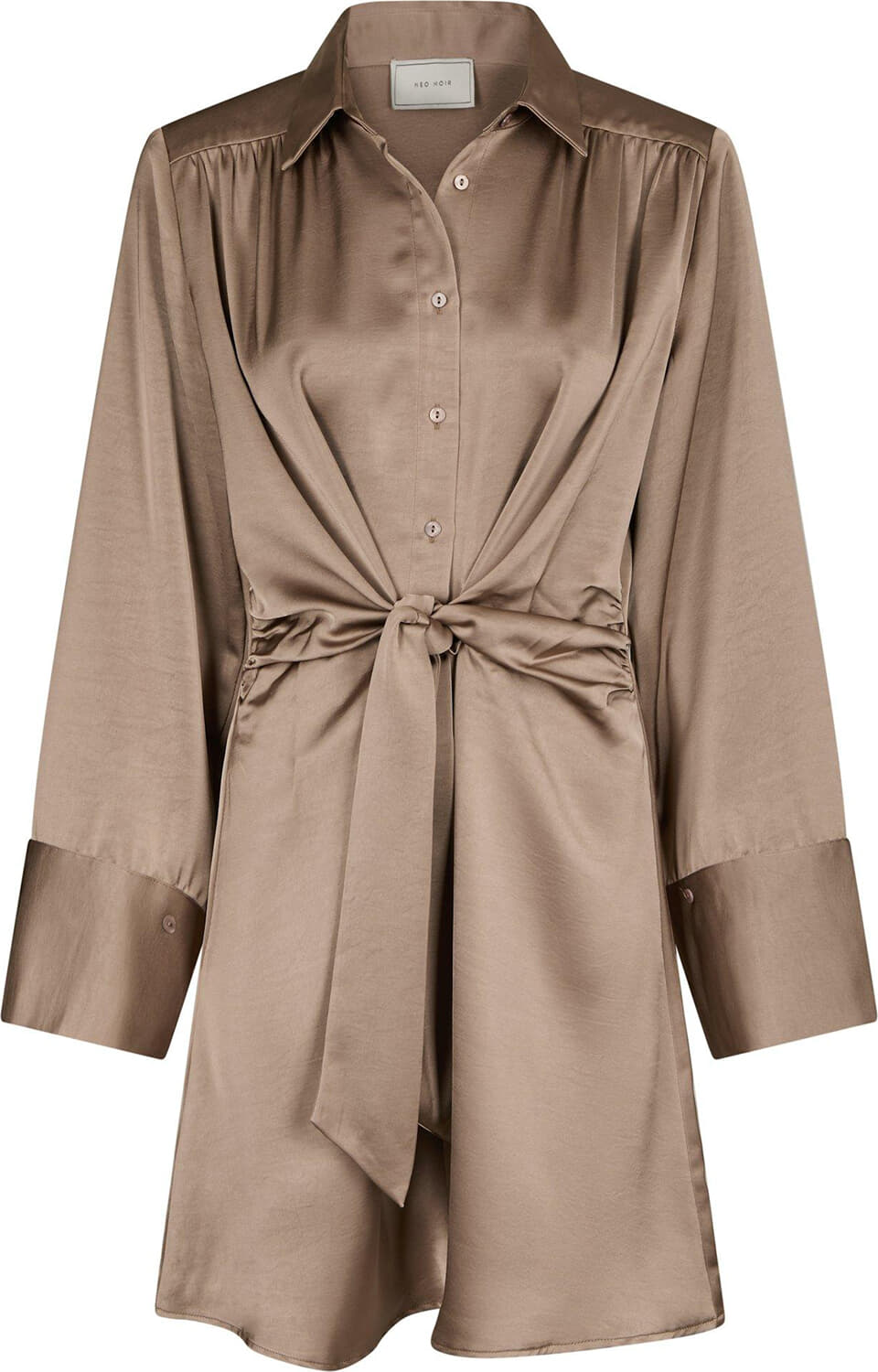 Neo Noir Jurk Biria Heavy Sateen Taupe