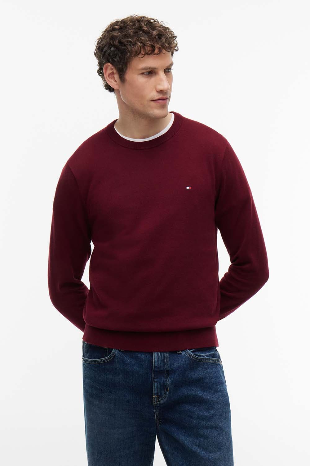 Tommy Hilfiger Pullover Pima Org ctn Cashmere  Bordeaux Rood