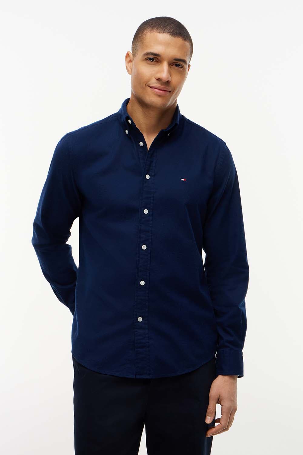 Tommy Hilfiger Overhemd flex flanel solid R Navy