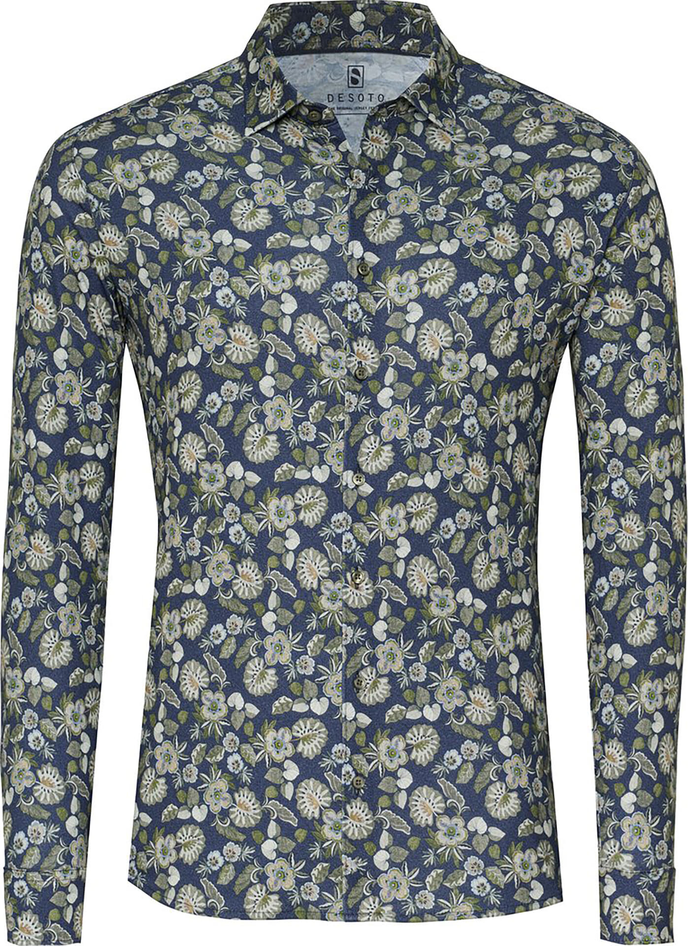 Desoto Overhemd Casual Kent Blauwgroen